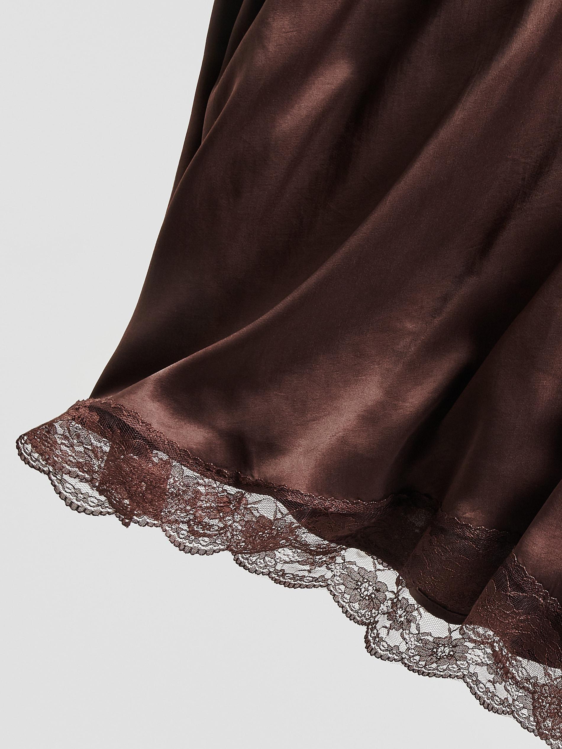 Brown Asymmetric Hem Skirt, Brown, large image number 6