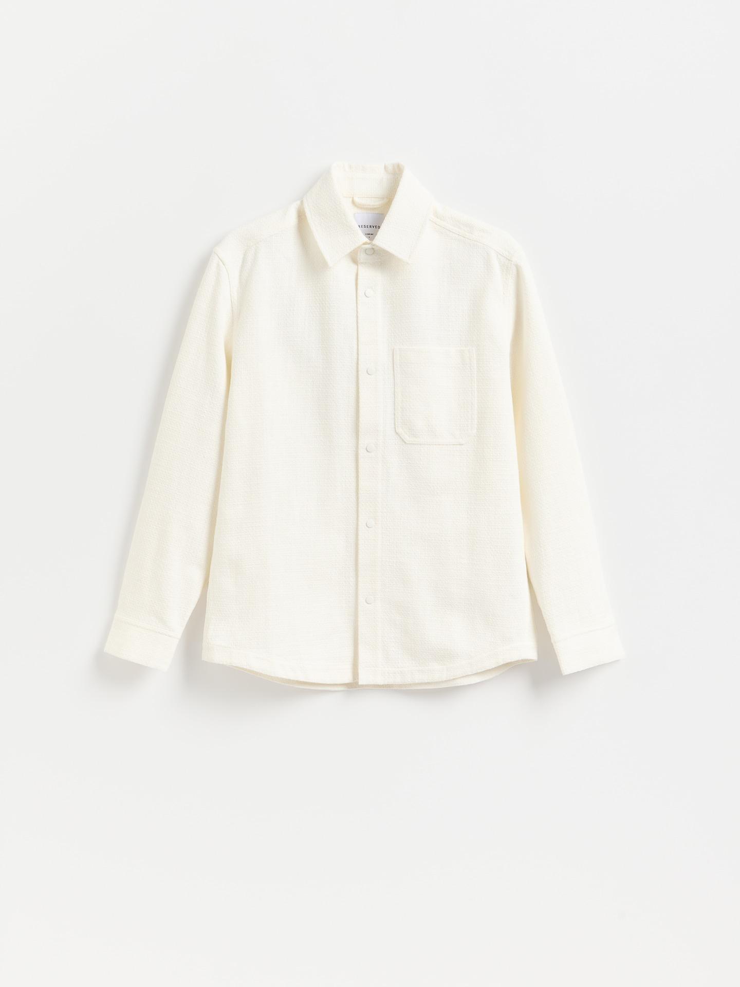 Cream Comfort Fit Structural Fabric Shirt, Ivory, large image number 4