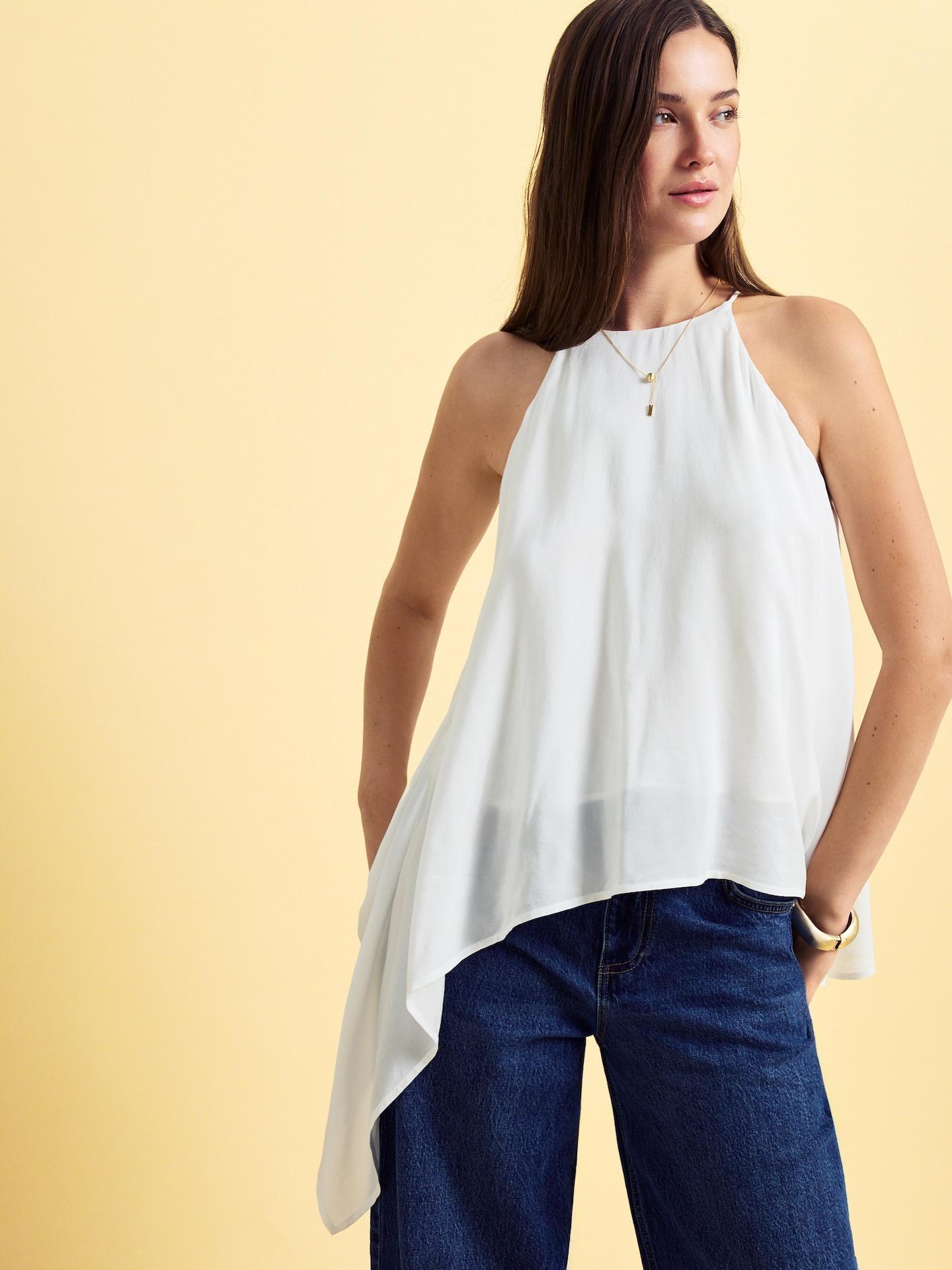 Cream Viscose Rich Top, Ivory, large image number 6