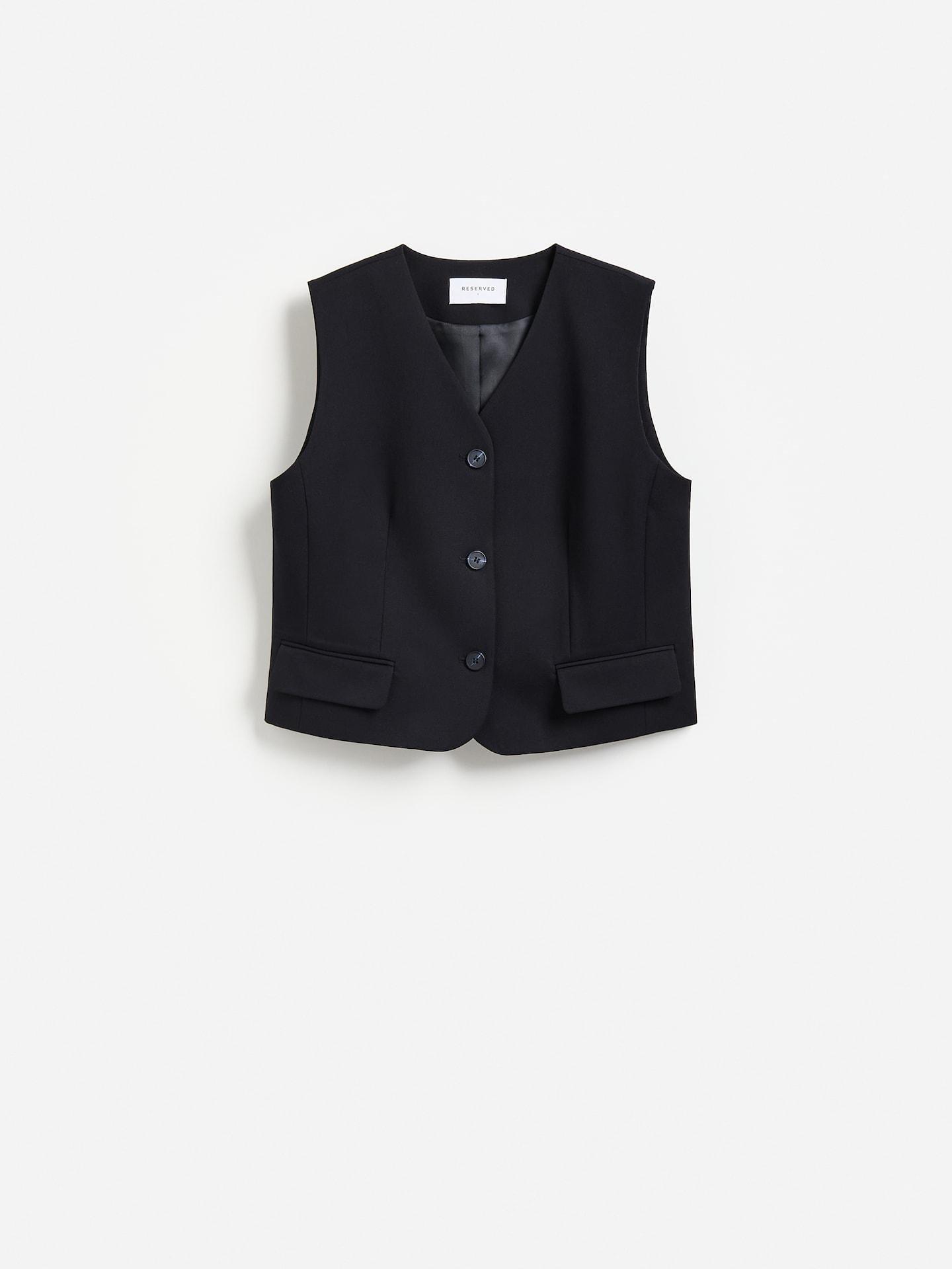 Blue Viscose Blend Vest, Navy, large image number 3