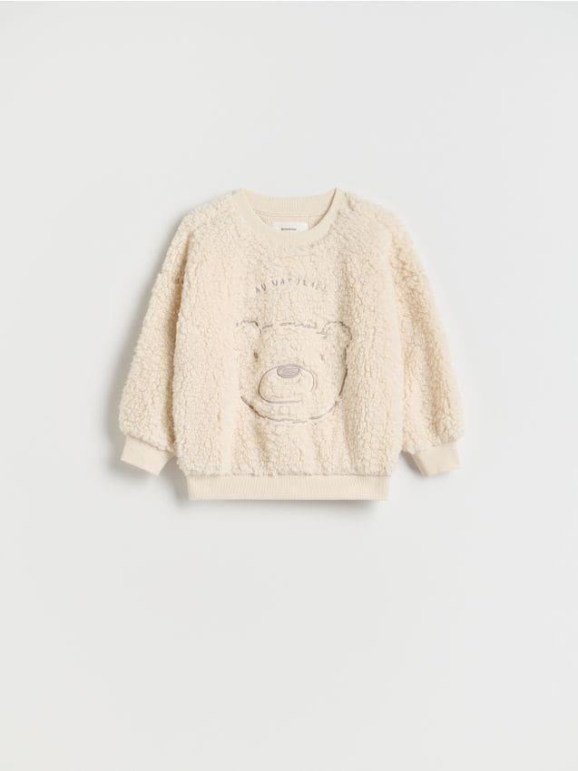 Cream Sweatshirt With Embroidery, , large image number 0