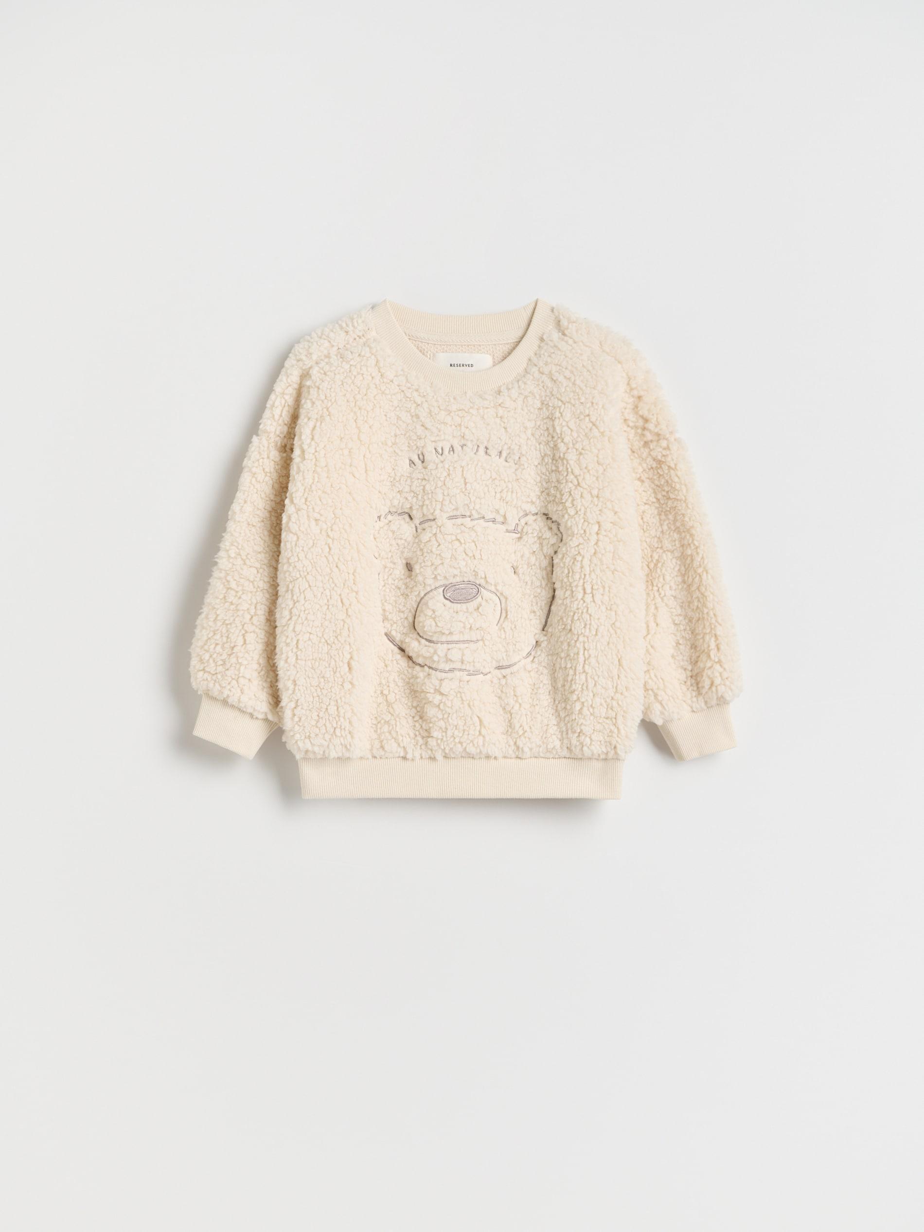Cream Sweatshirt With Embroidery, , large image number 1