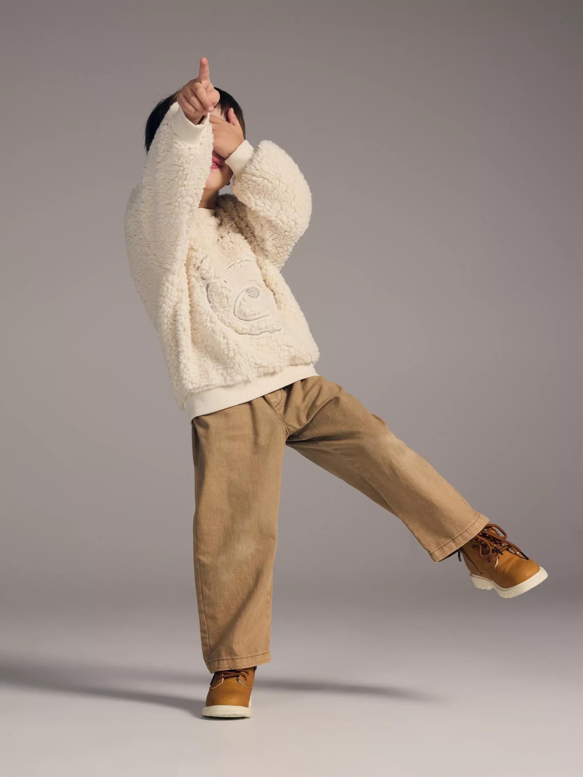 Cream Sweatshirt With Embroidery, , large image number 3
