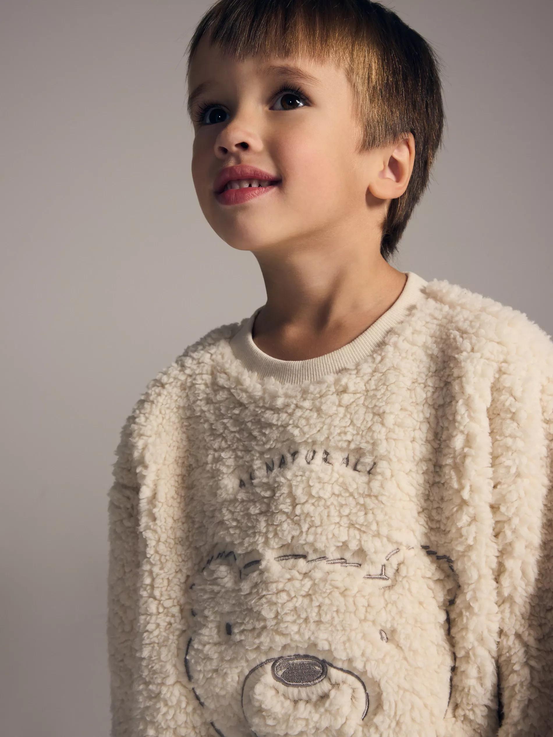 Cream Sweatshirt With Embroidery, , large image number 4