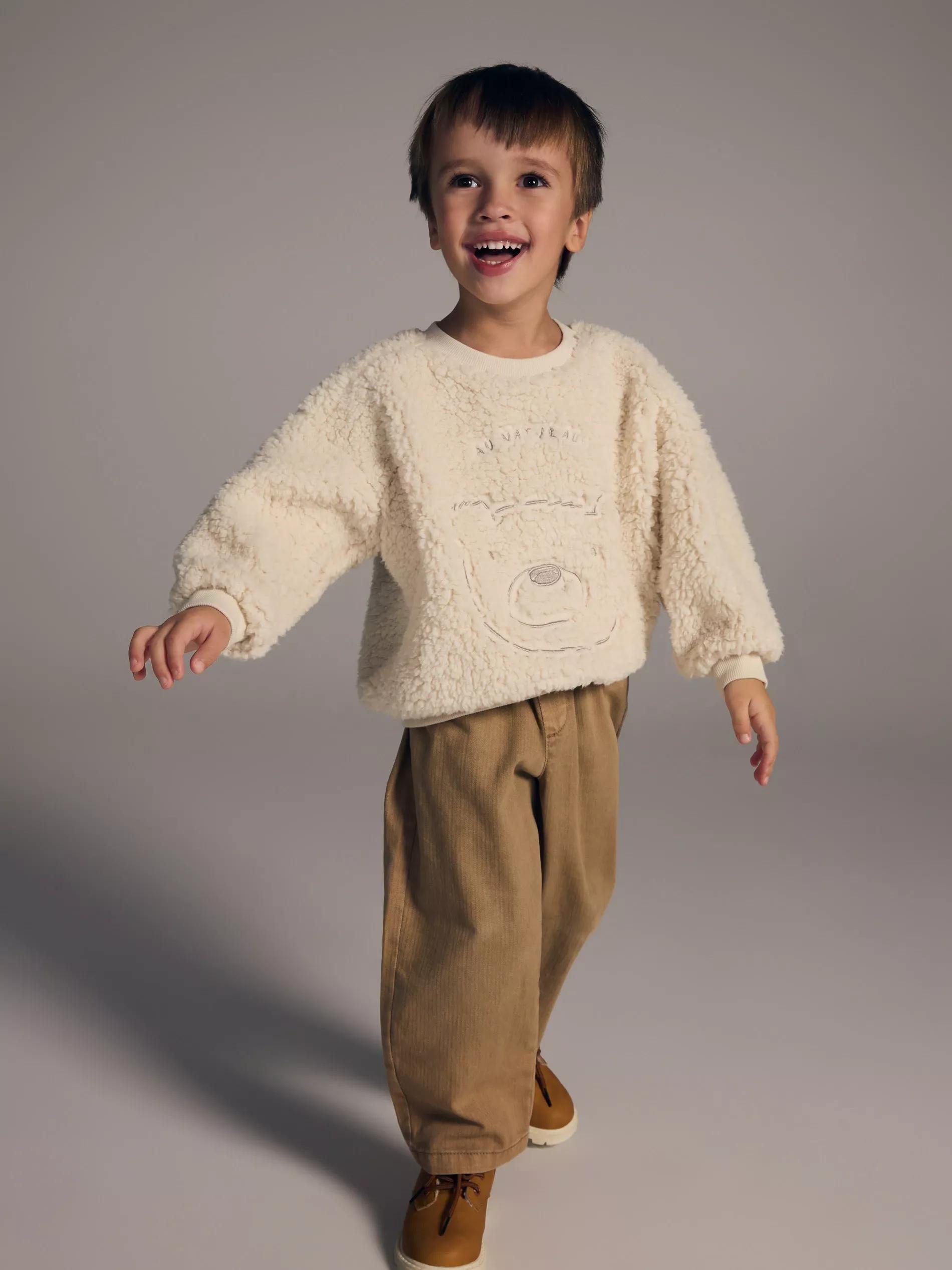 Cream Sweatshirt With Embroidery, , large image number 5