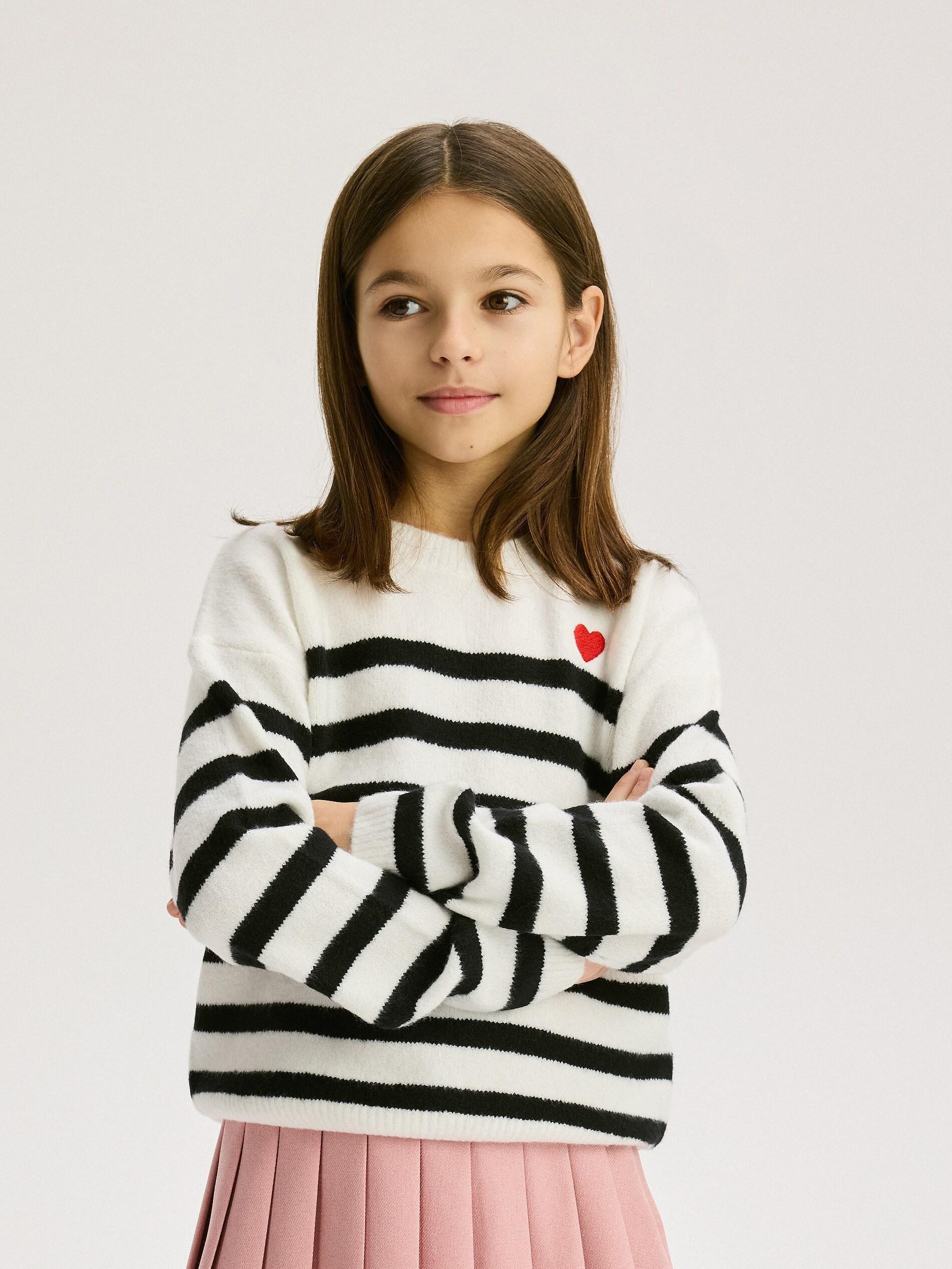 Multicolour Striped Sweaters Regular, Kids Girls, , large image number 0