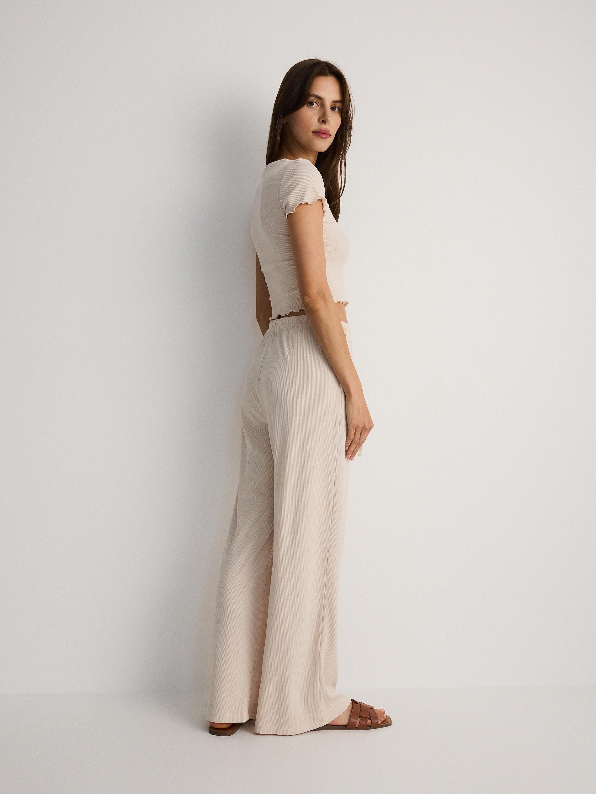 Beige Elastic Waist Sweatpants, , large image number 3