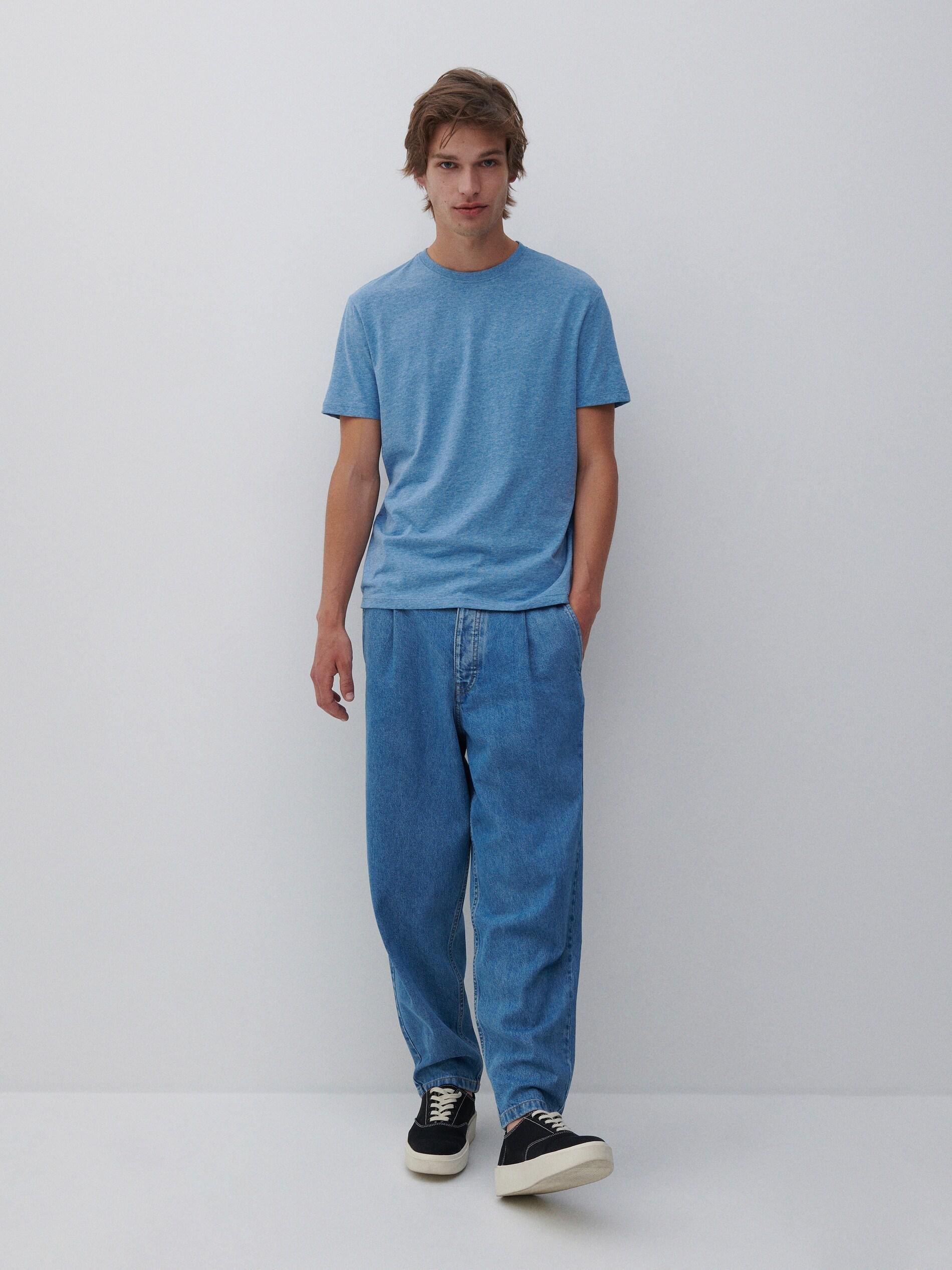 Blue Basic Cotton T-shirt, , large image number 1