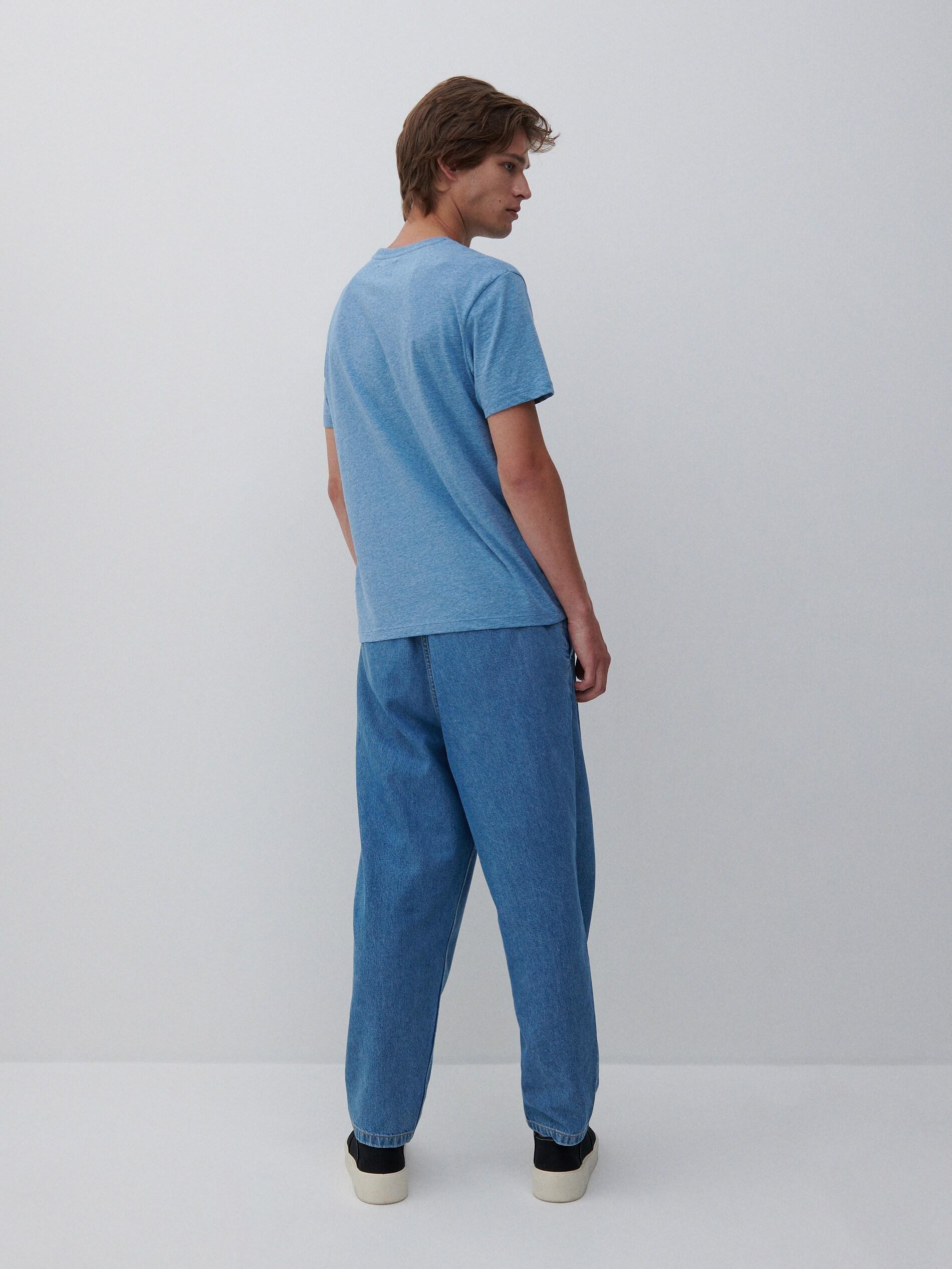 Blue Basic Cotton T-shirt, , large image number 2