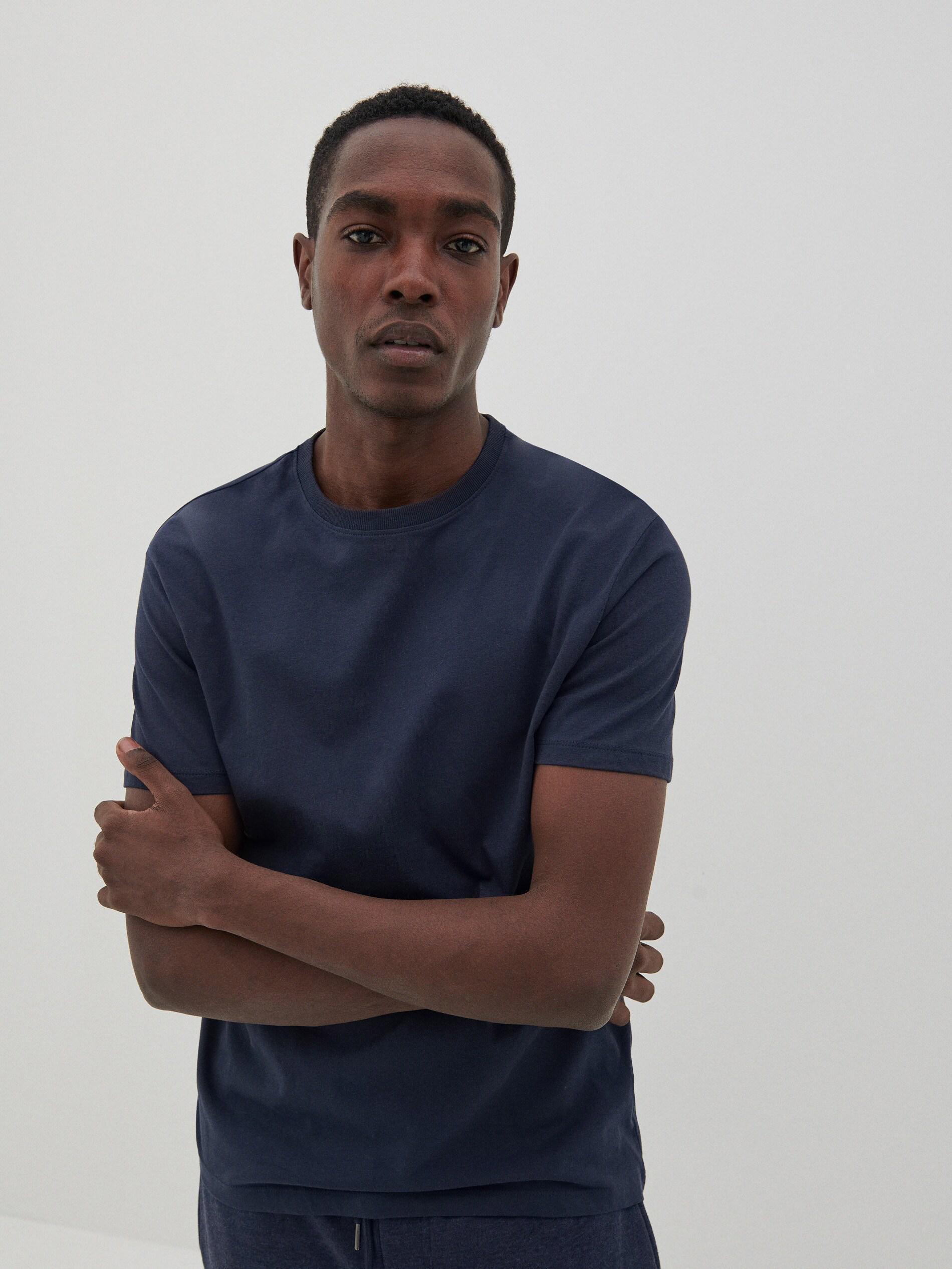 Navy Basic Cotton T-Shirt, , large image number 3