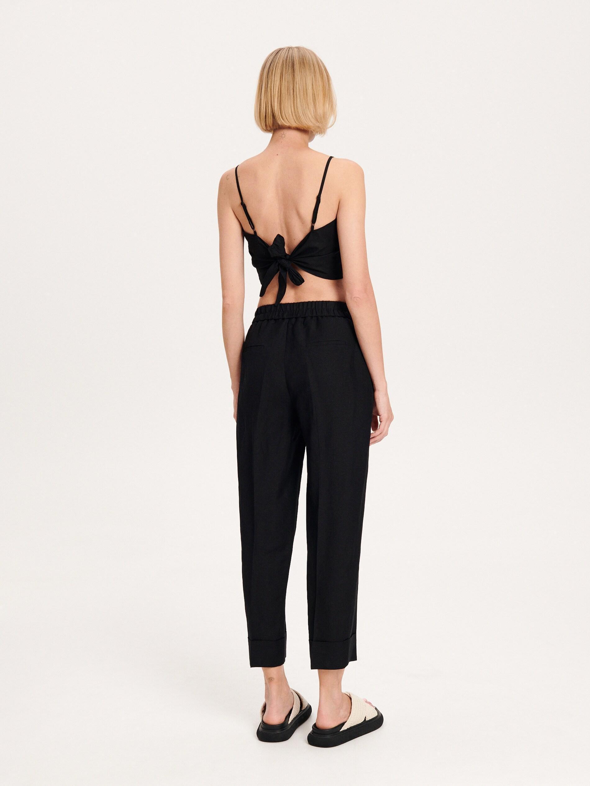 Black Linen Rich Joggers, , large image number 0