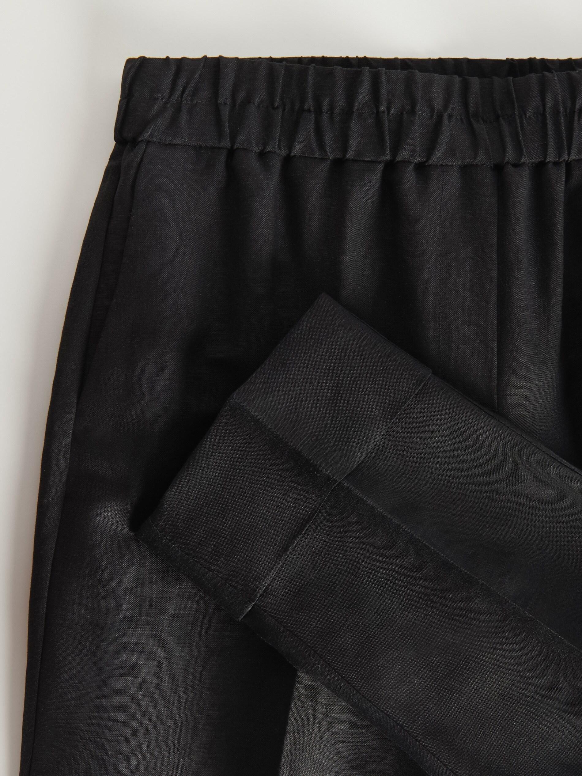 Black Linen Rich Joggers, , large image number 3