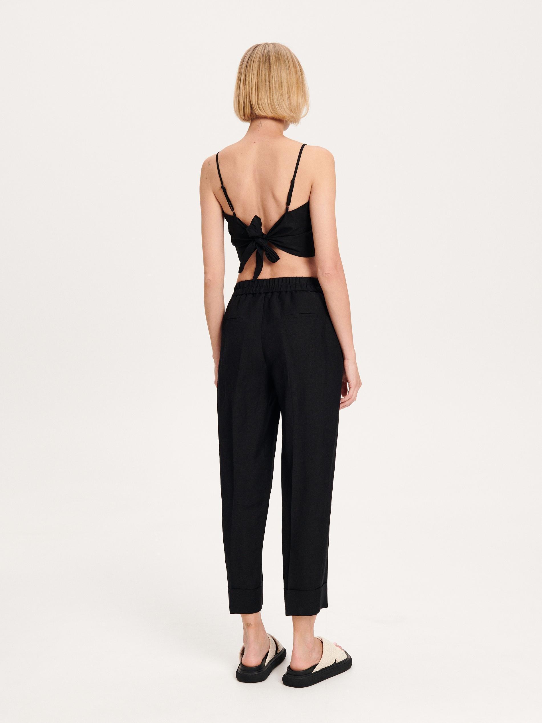 Black Linen Rich Joggers, , large image number 6
