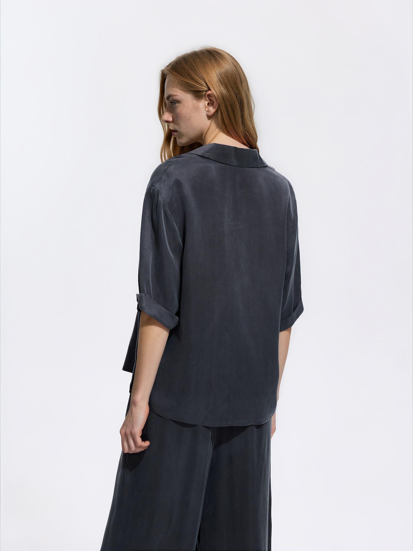 Grey Cupro Rich Shirt With Viscose Blend, Grey, large image number 1