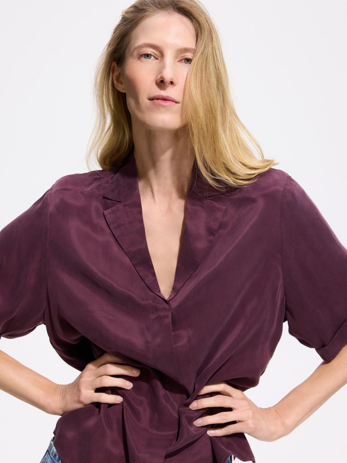 Red Cupro Rich Shirt With Viscose Blend, Burgundy, large image number 1
