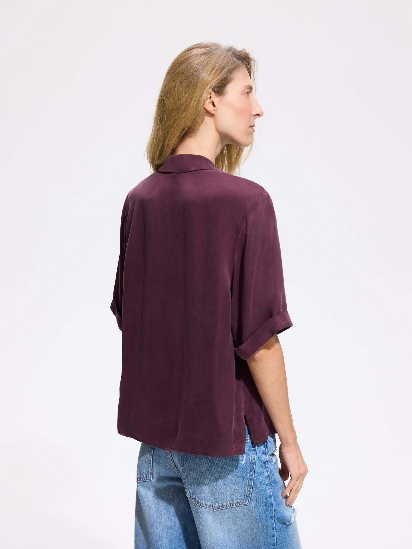 Red Cupro Rich Shirt With Viscose Blend, Burgundy, large image number 3