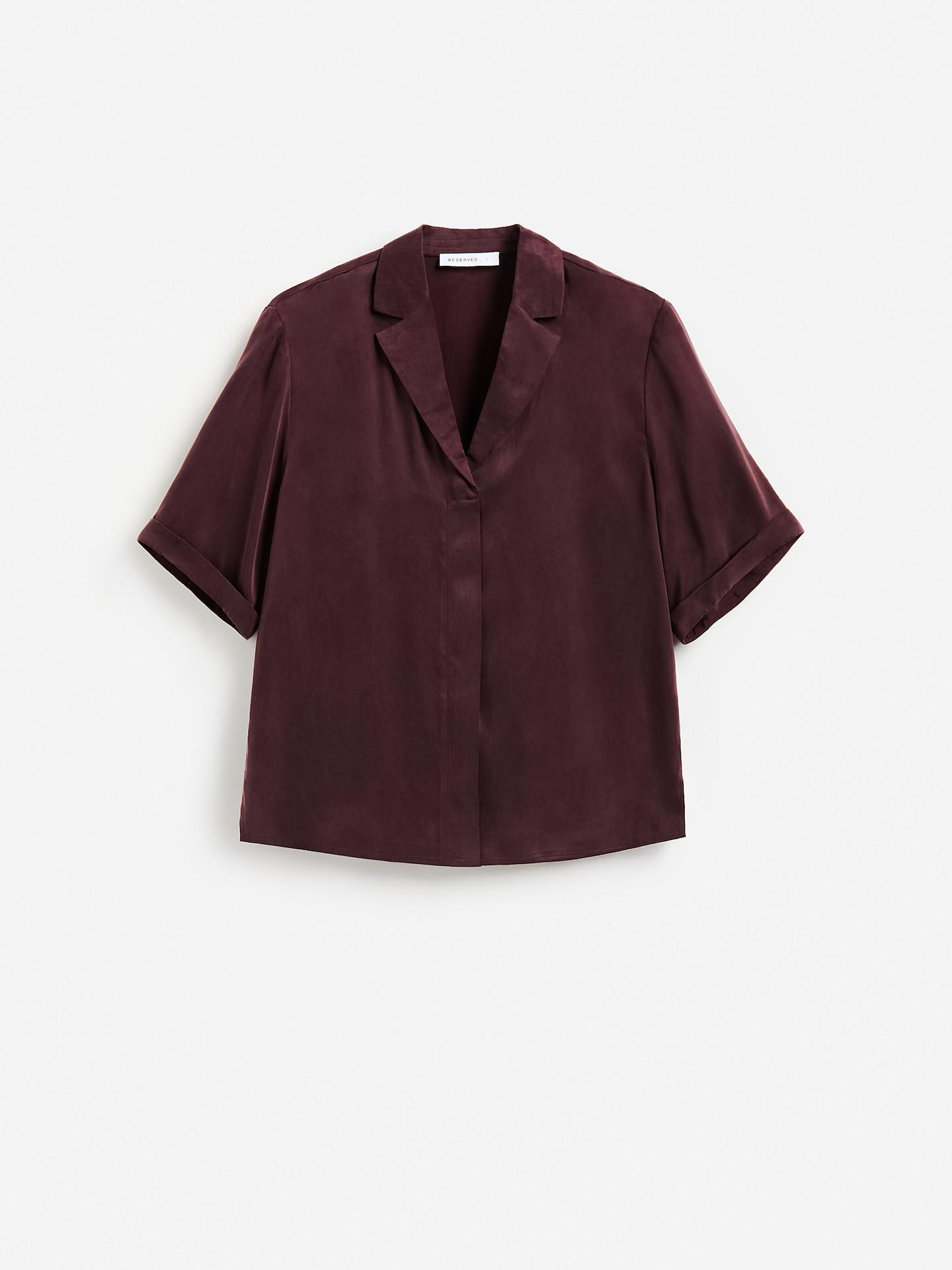 Red Cupro Rich Shirt With Viscose Blend, Burgundy, large image number 4