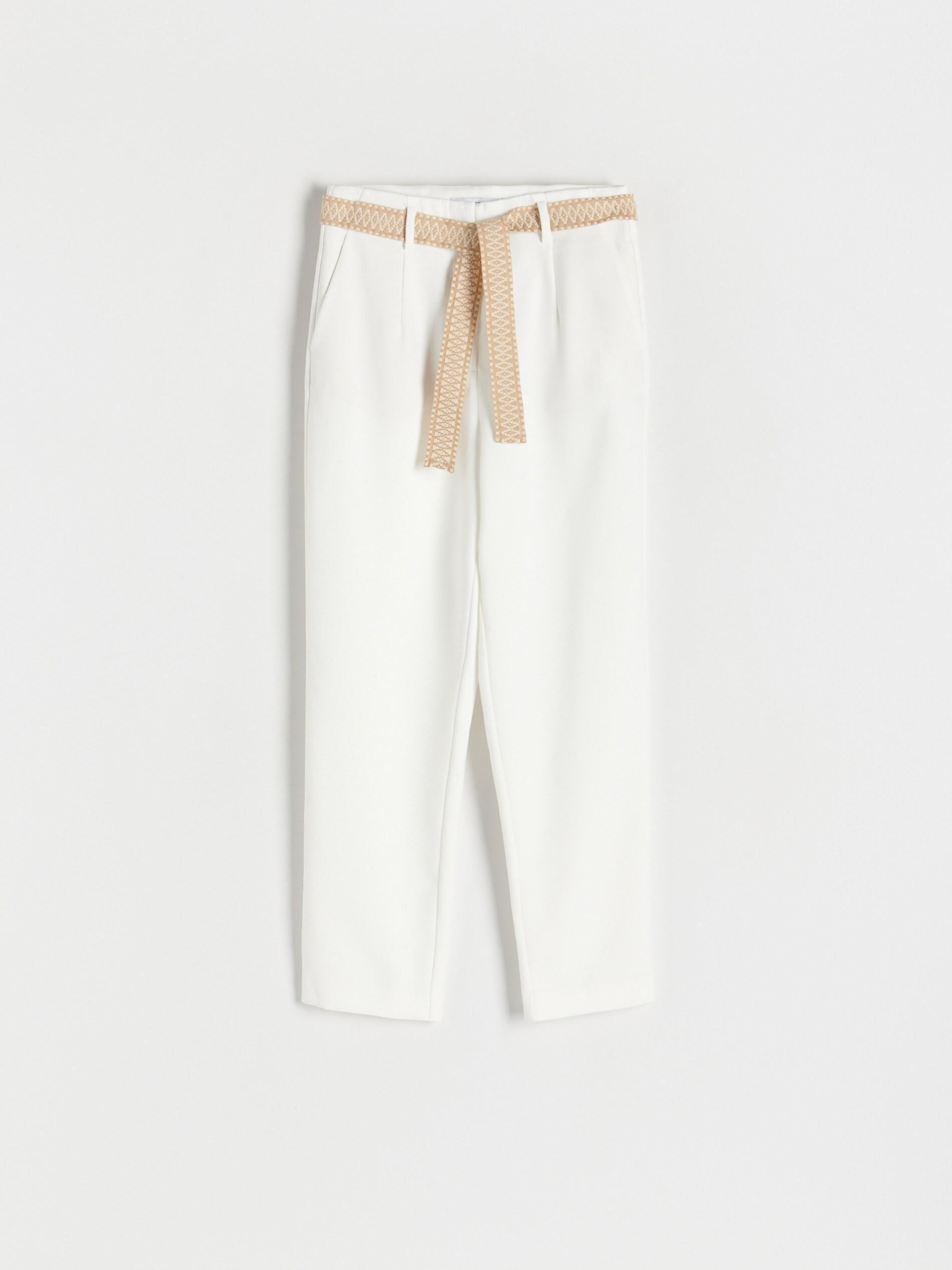White Decorative Tie Waist Belt Trousers, , large image number 3