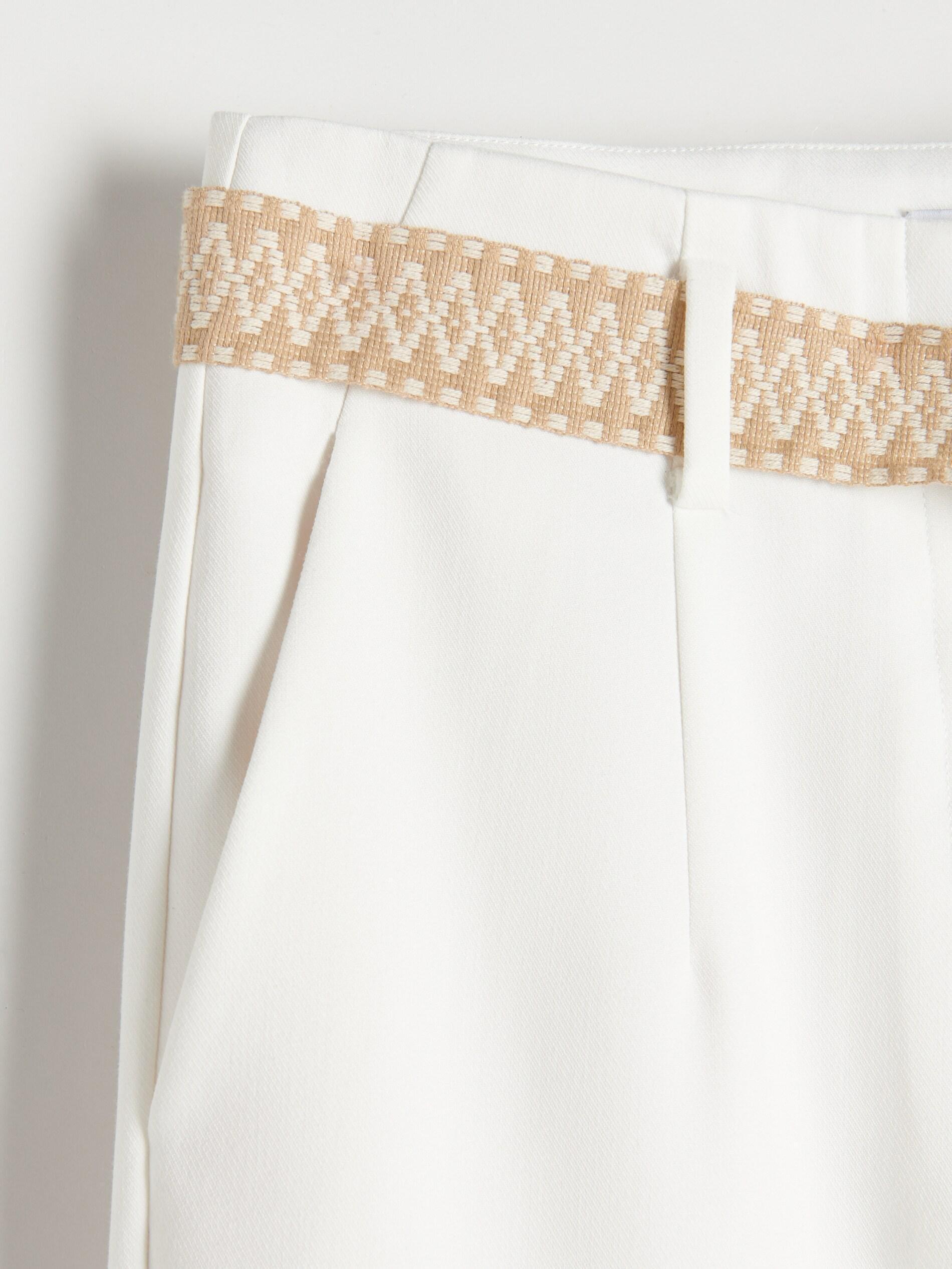 White Decorative Tie Waist Belt Trousers, , large image number 4