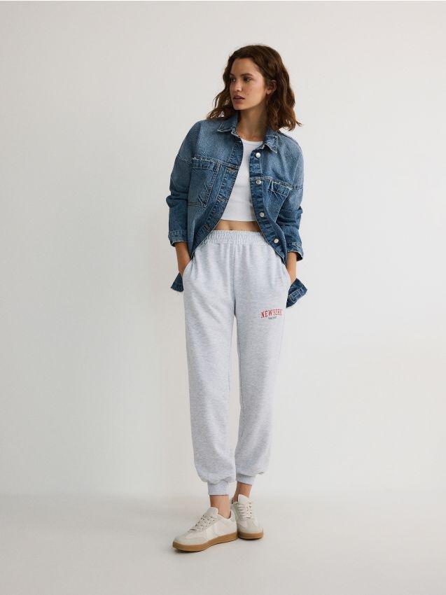 Grey Printed Sweatpants, , large image number 0