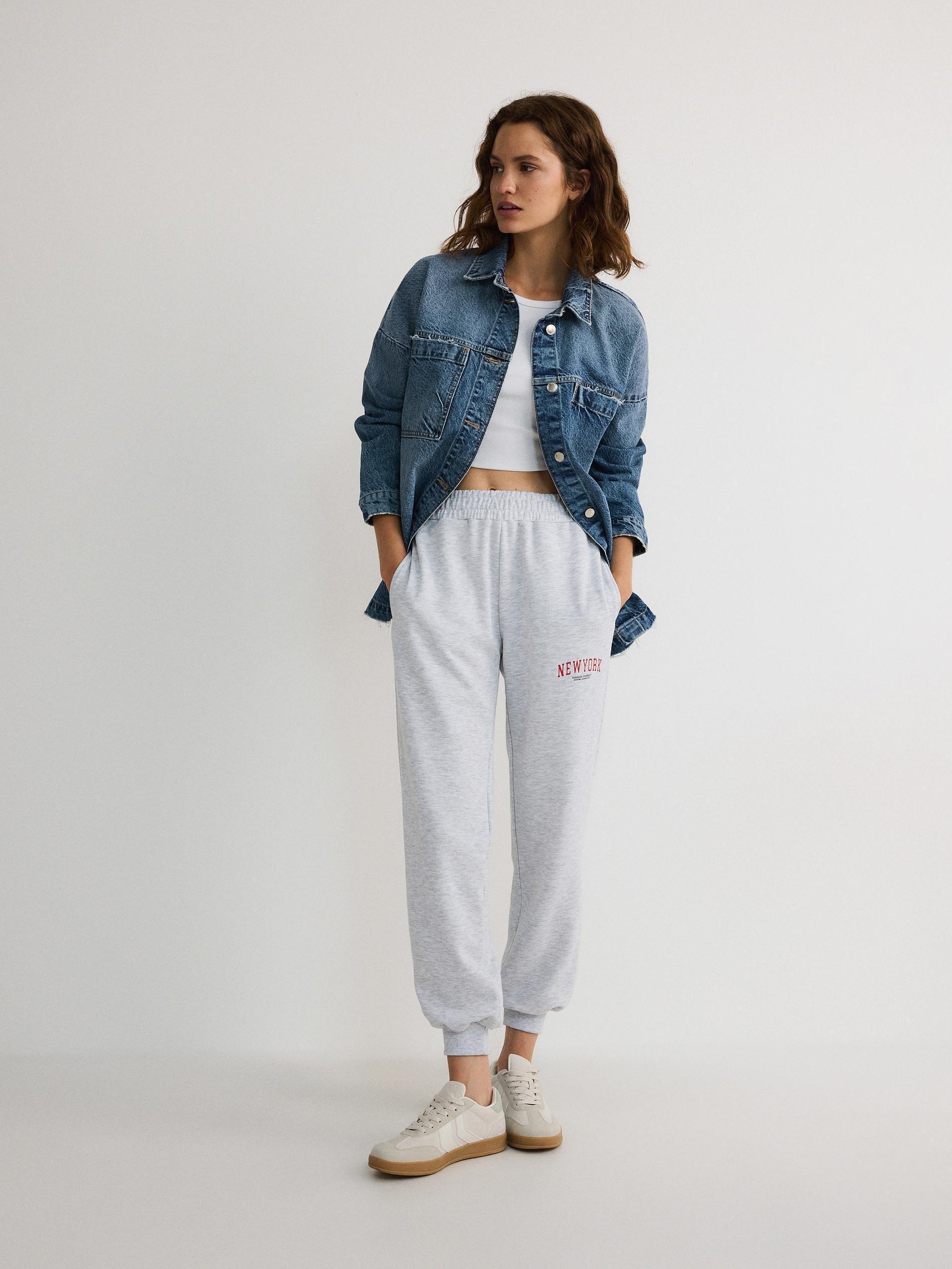 Grey Printed Sweatpants, , large image number 1