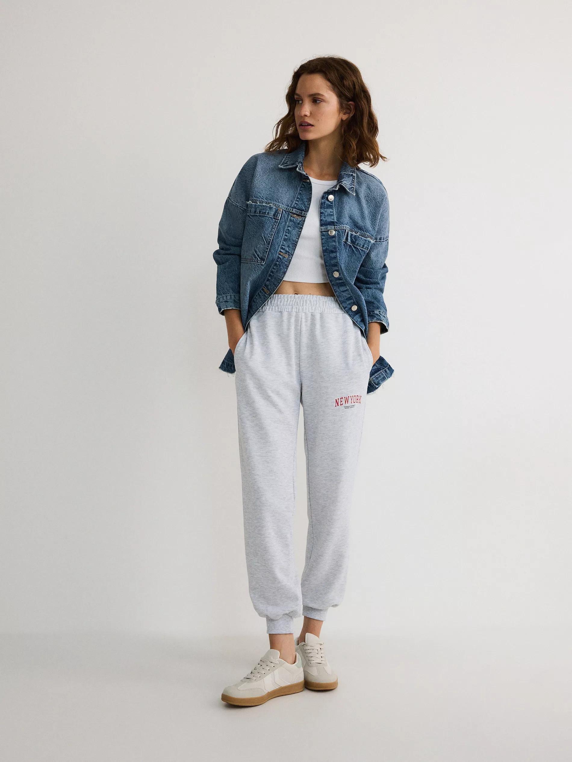 Grey Printed Sweatpants, , large image number 2