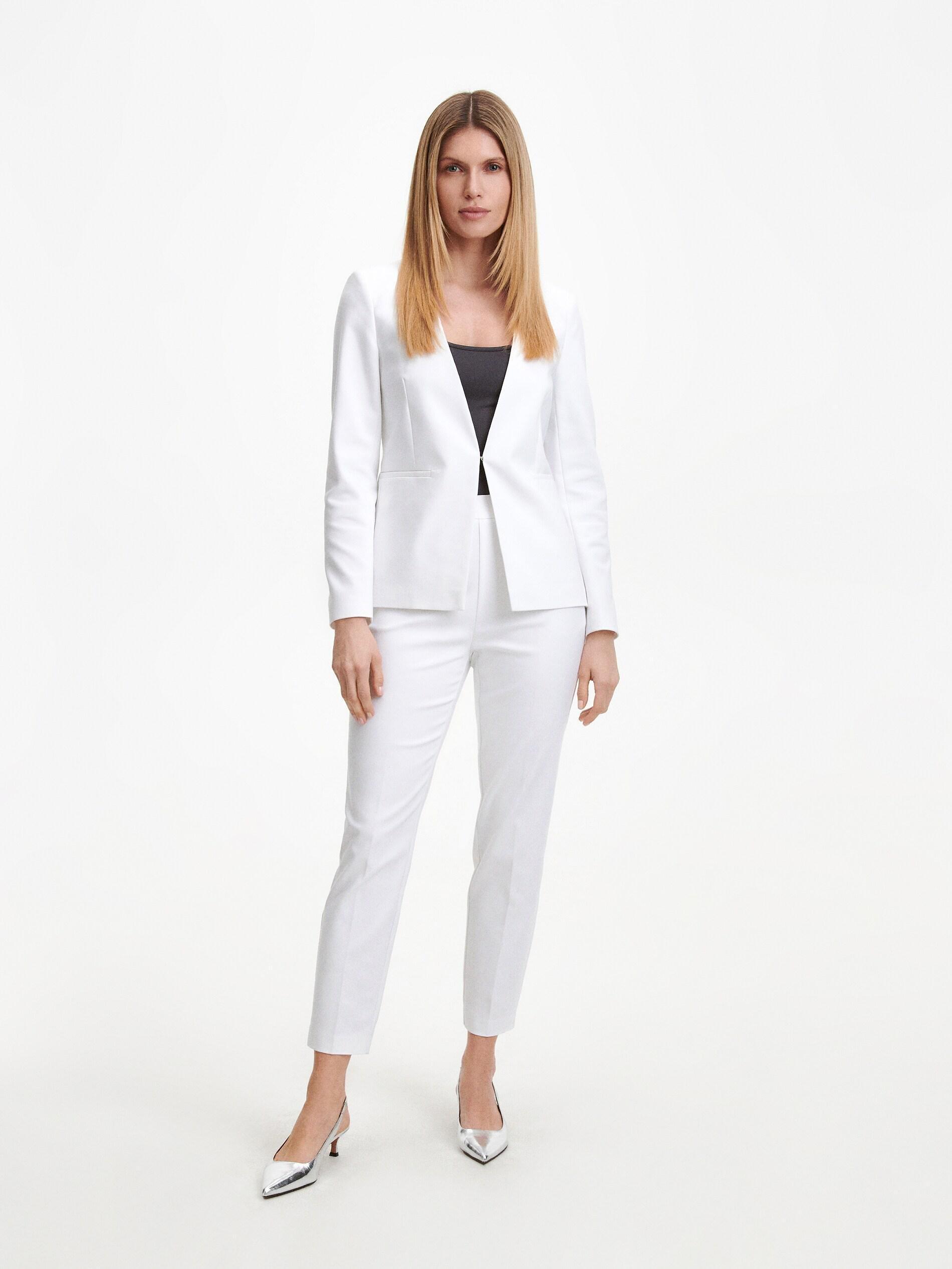 White Cigarette Trousers With Pressed Crease, , large image number 1