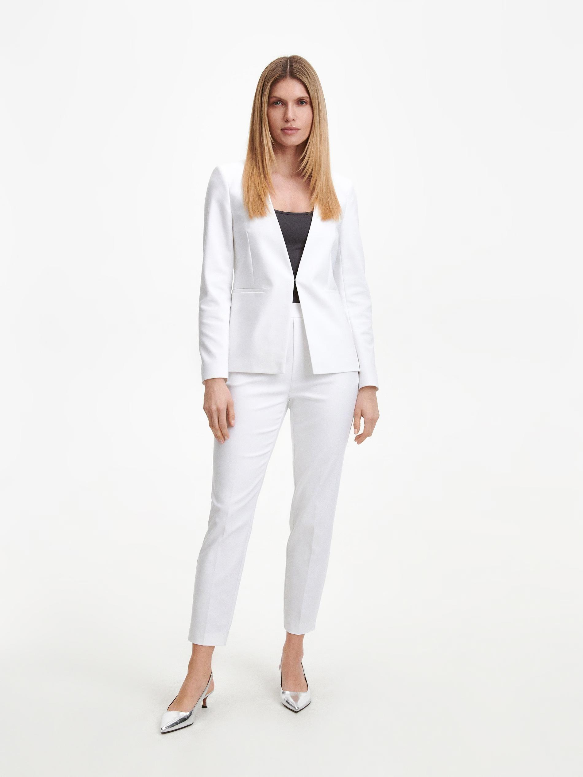 White Cigarette Trousers With Pressed Crease, , large image number 2
