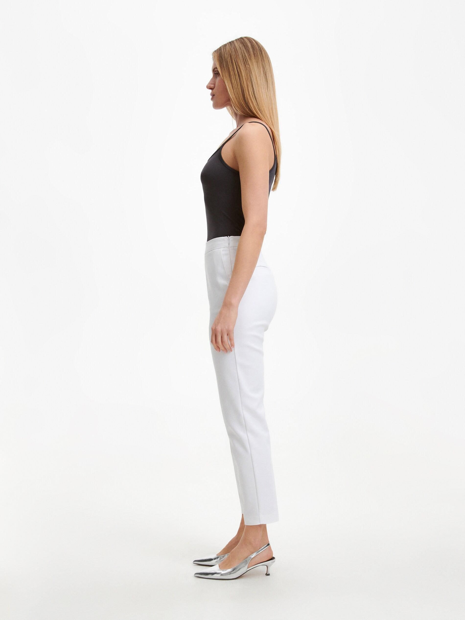 White Cigarette Trousers With Pressed Crease, , large image number 4