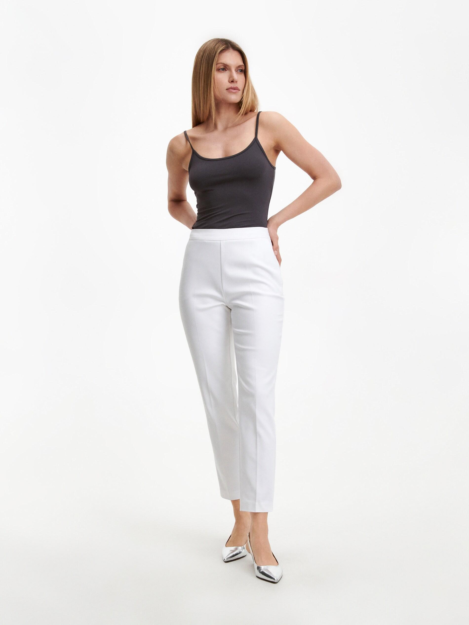 White Cigarette Trousers With Pressed Crease, , large image number 5