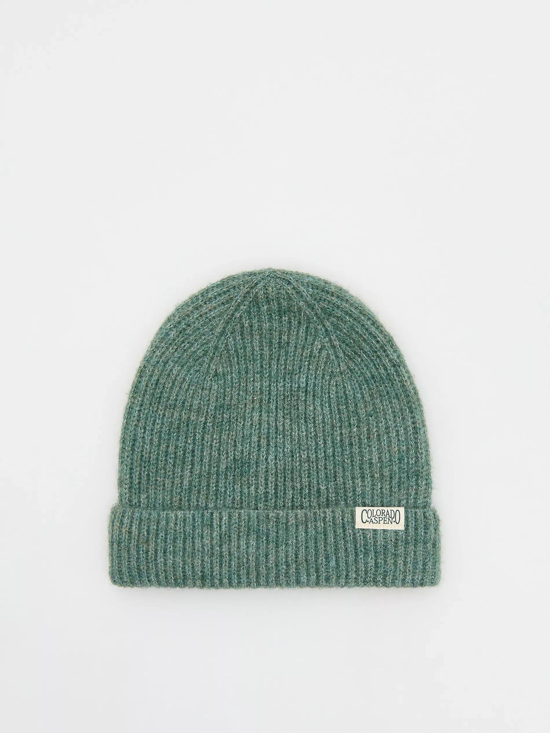 Green Ribbed Knit Beanie With Patch, , large image number 1