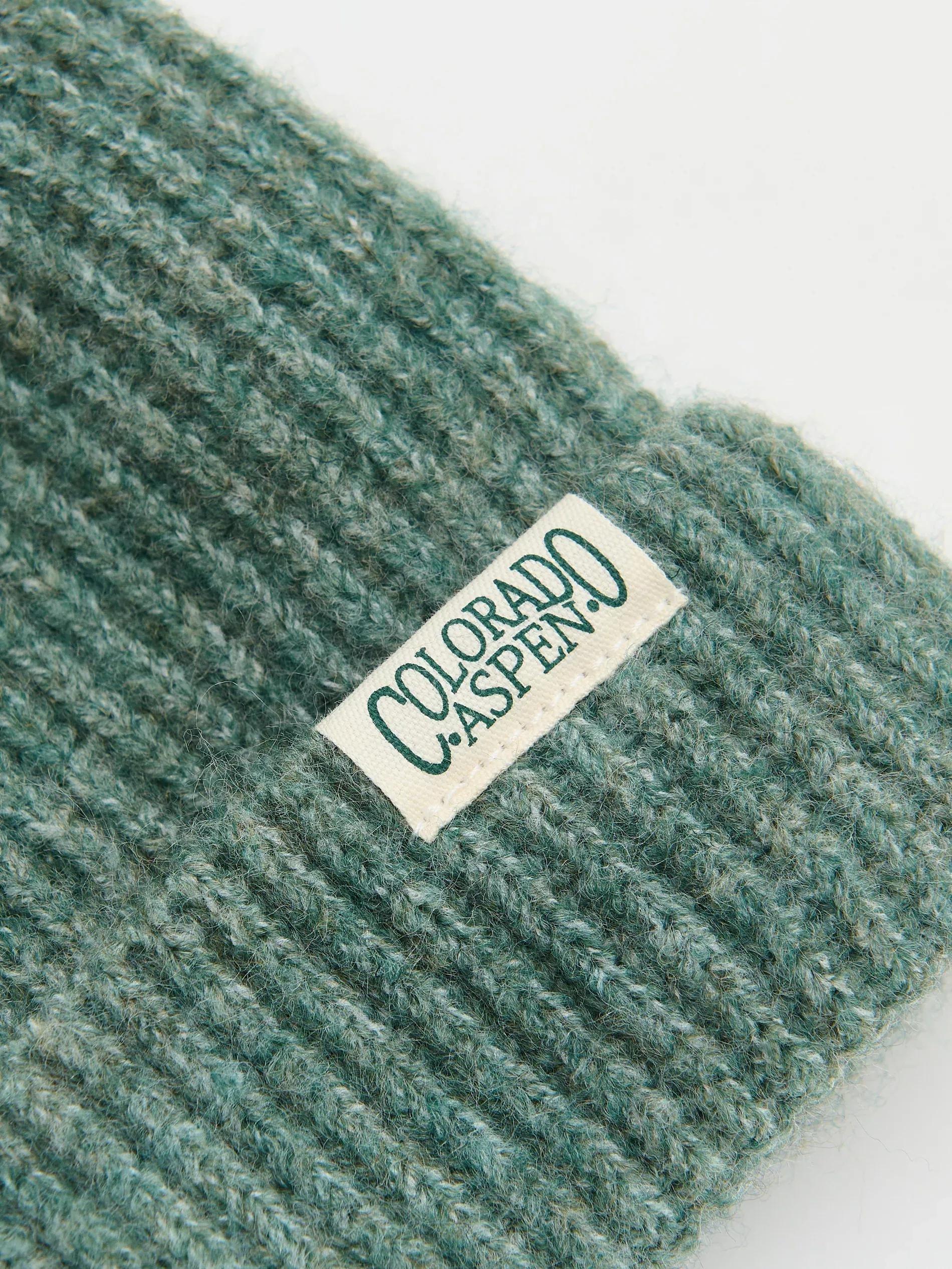 Green Ribbed Knit Beanie With Patch, , large image number 2