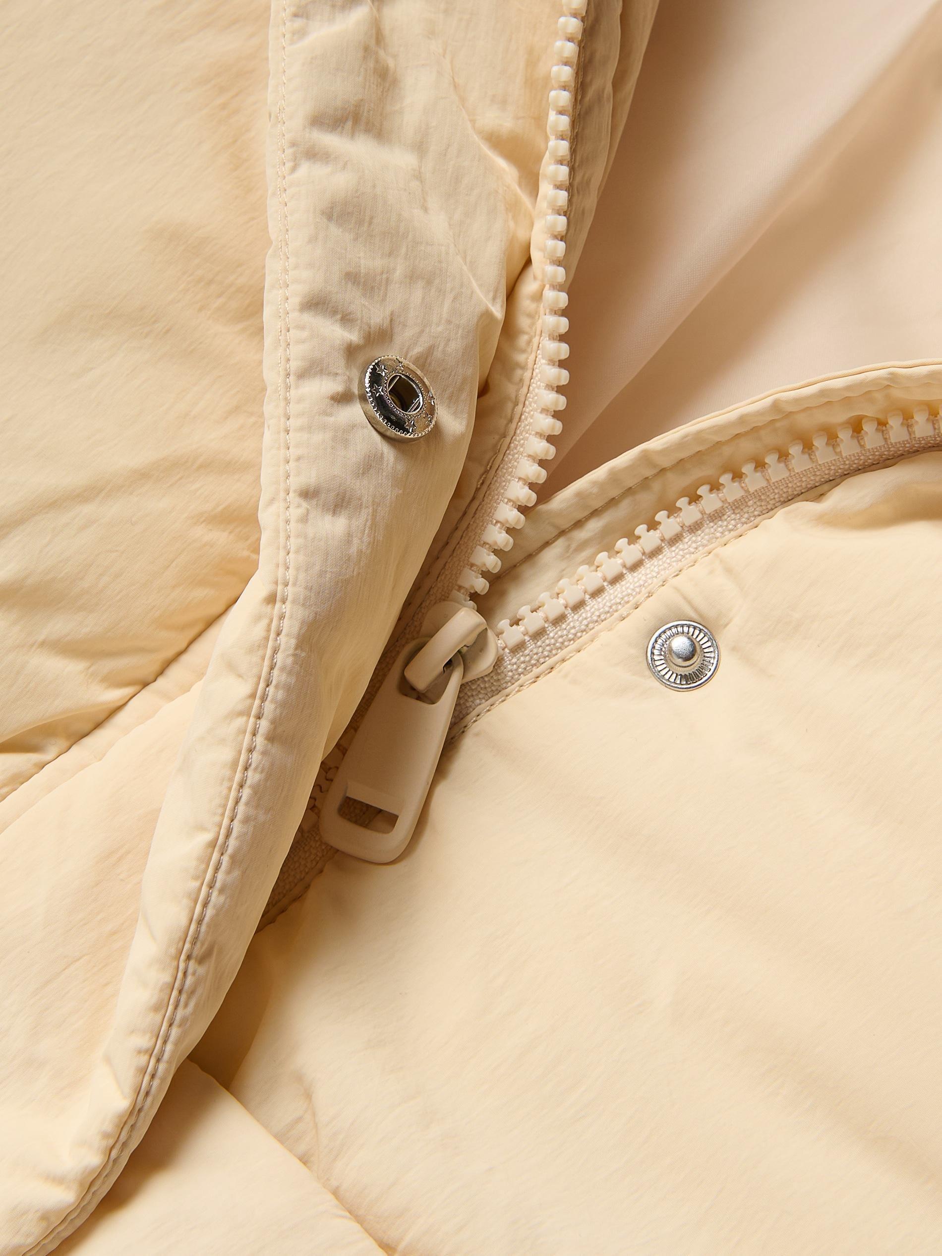 Cream Quilted Jacket With Hood, Kids Girls, Ivory, large image number 3