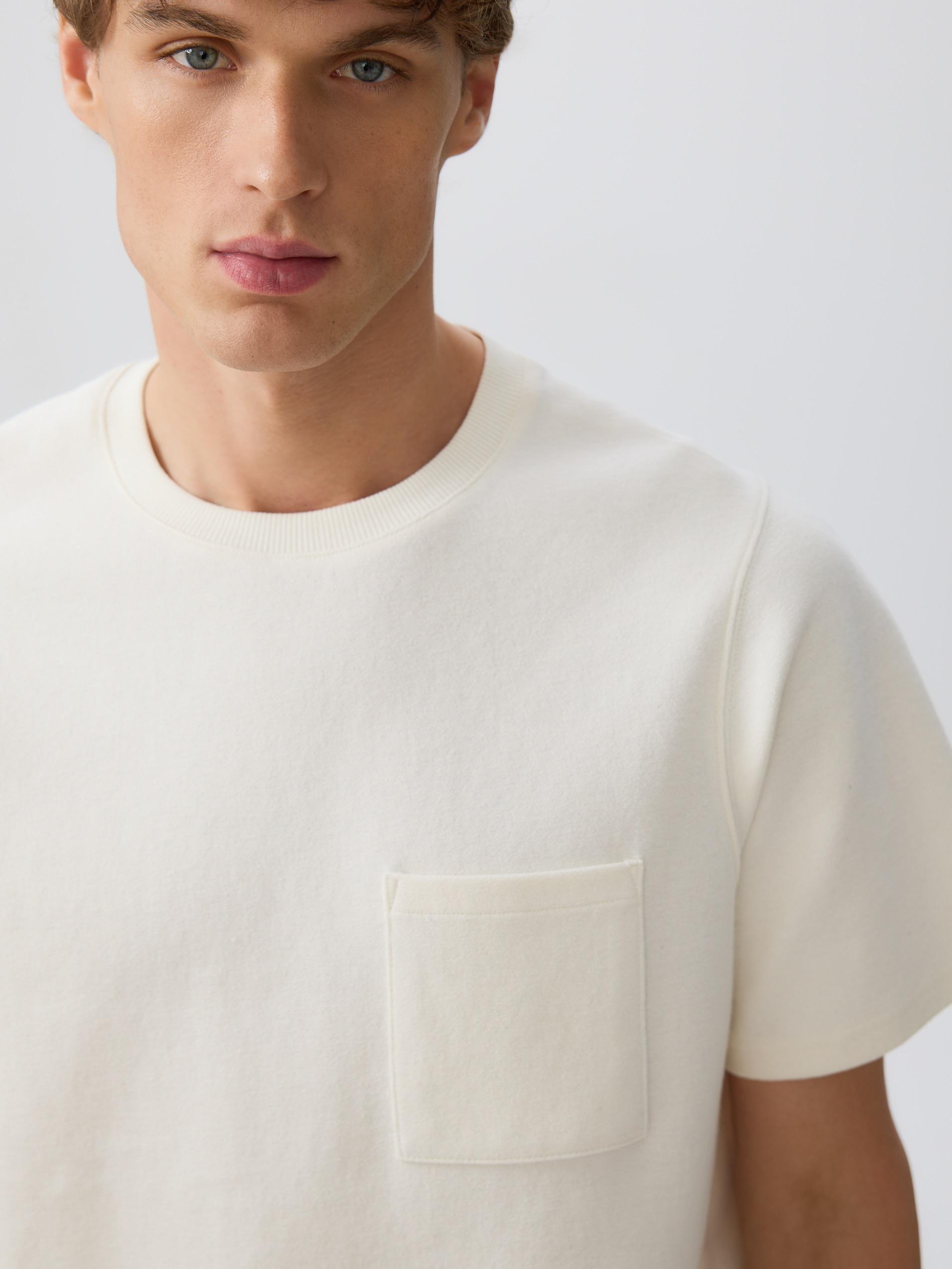 Cream Comfort Fit T-Shirt With Pocket, Ivory, large image number 0