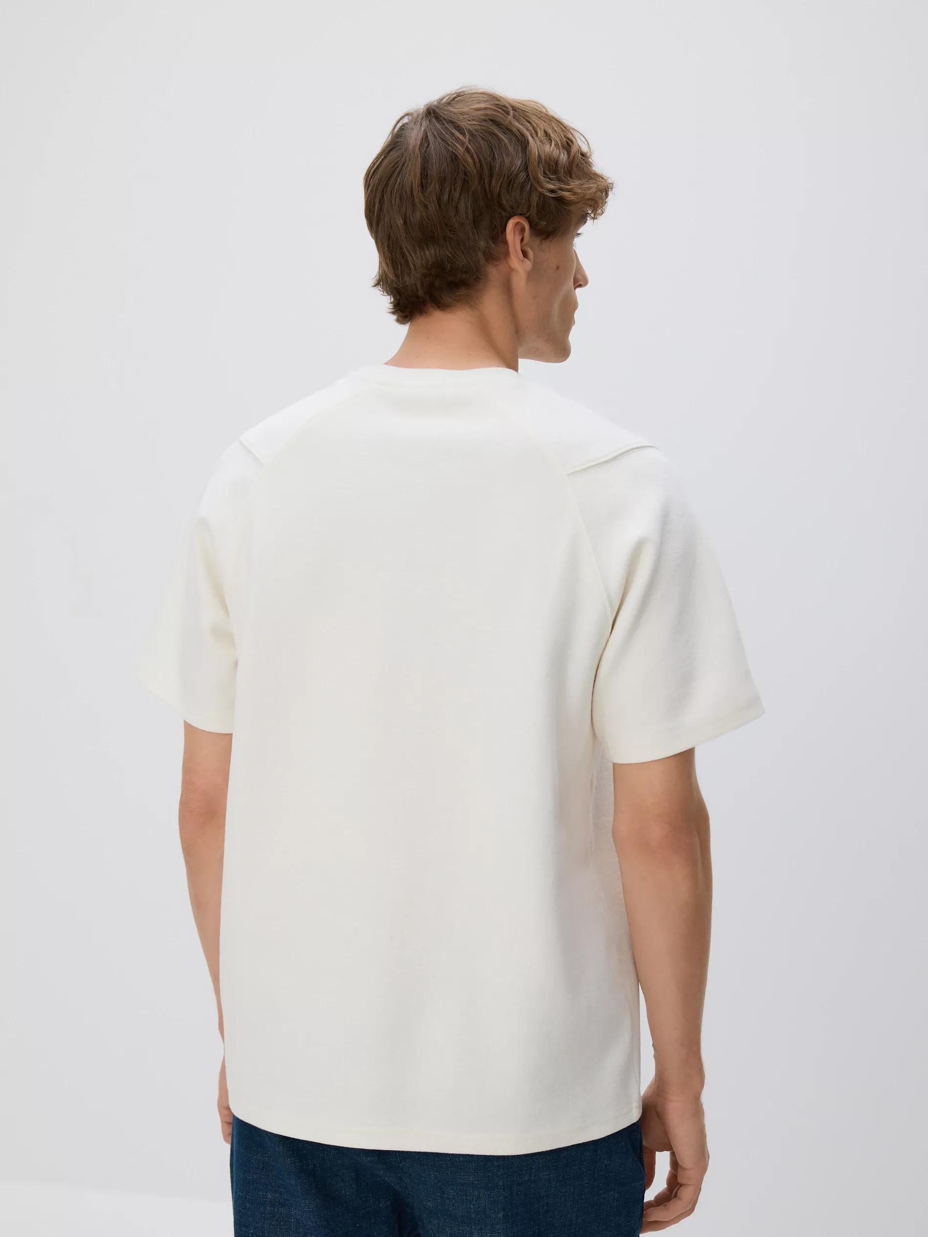 Cream Comfort Fit T-Shirt With Pocket, Ivory, large image number 3