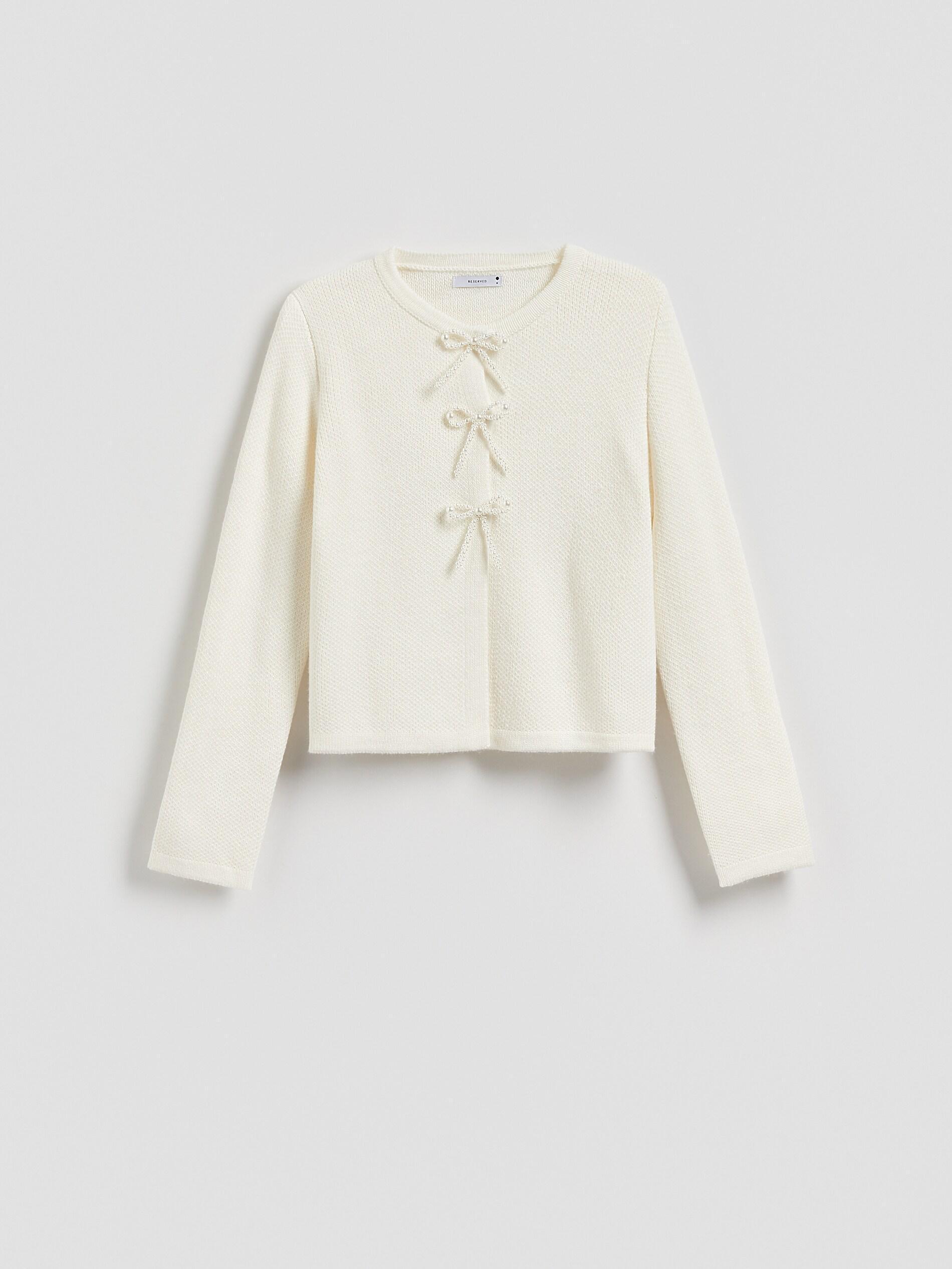 NUDE Cardigan with bows, Ivory, medium