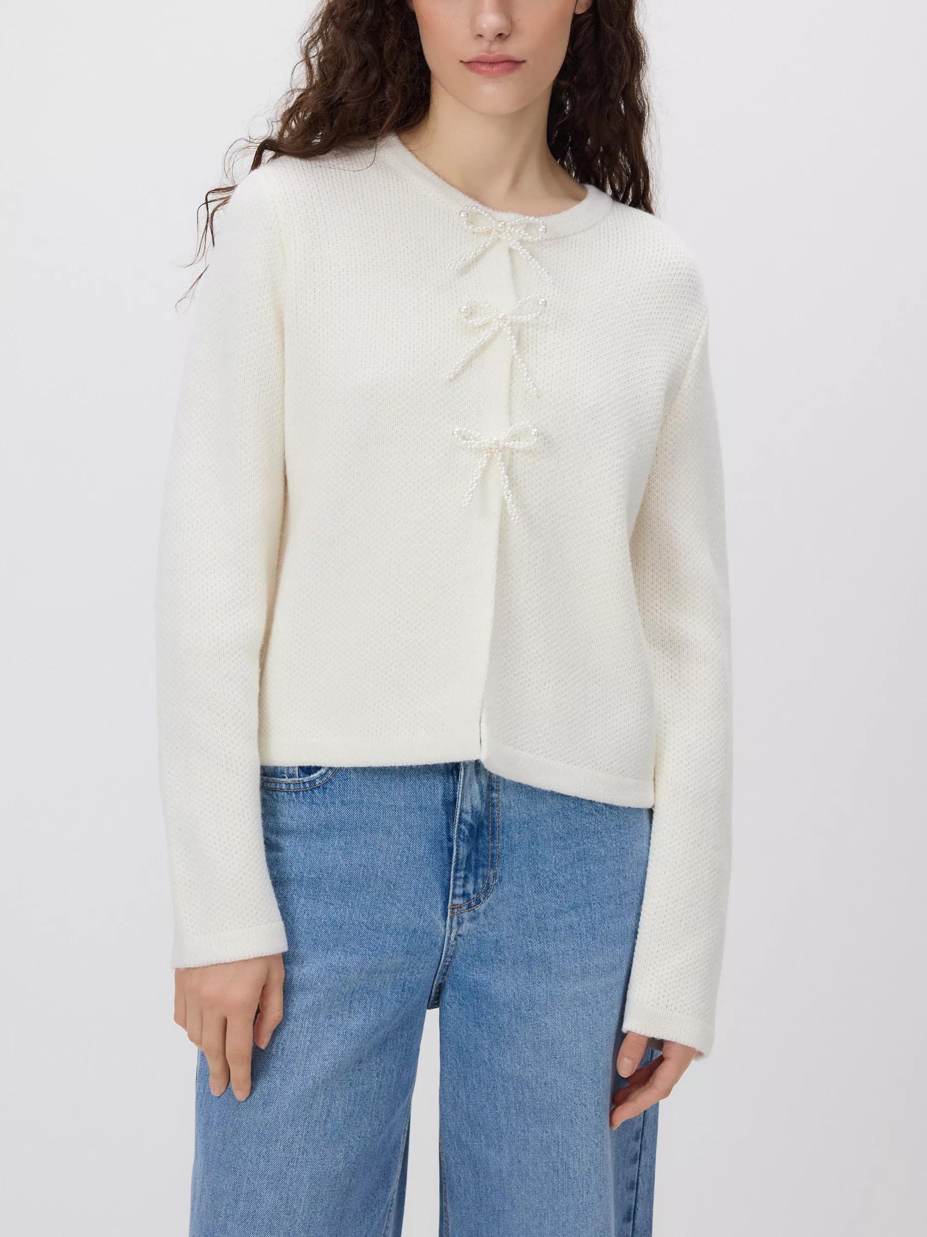 NUDE Cardigan with bows, Ivory, large image number 2