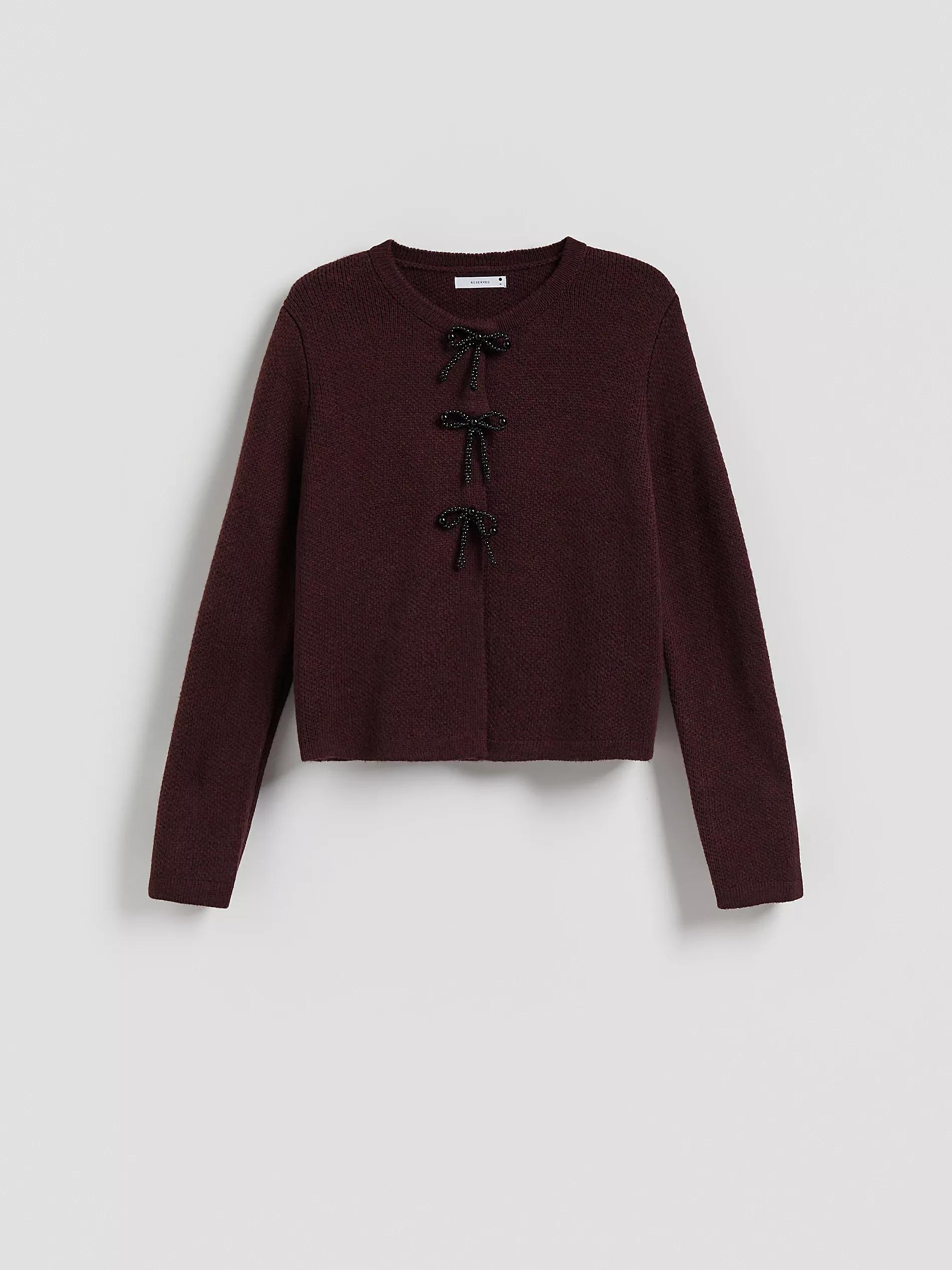 MAROON Cardigan with bows, Burgundy, large image number 4