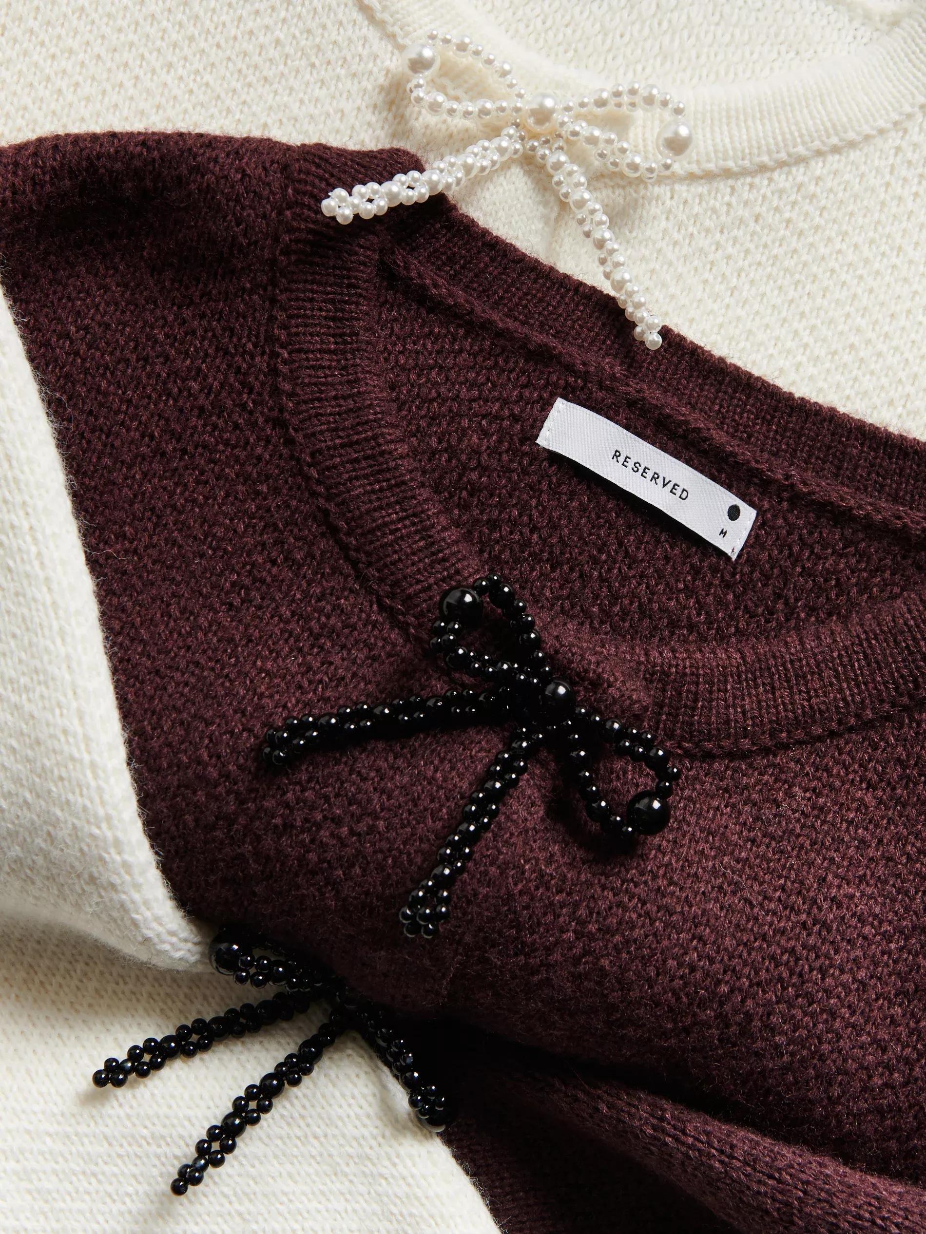 MAROON Cardigan with bows, Burgundy, large image number 5