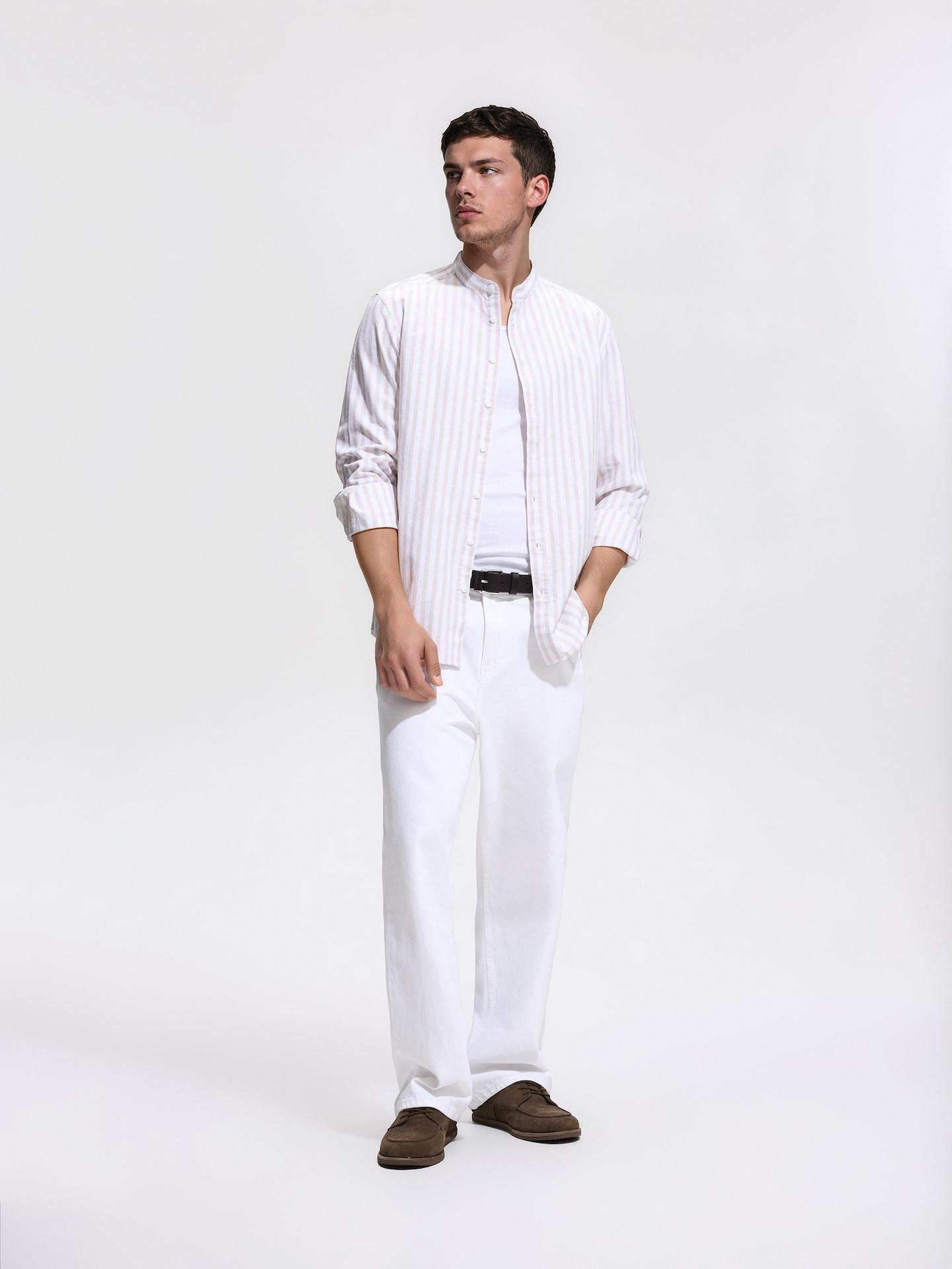 Beige Regular Fit Cotton Shirt, 7401_02P, large image number 0