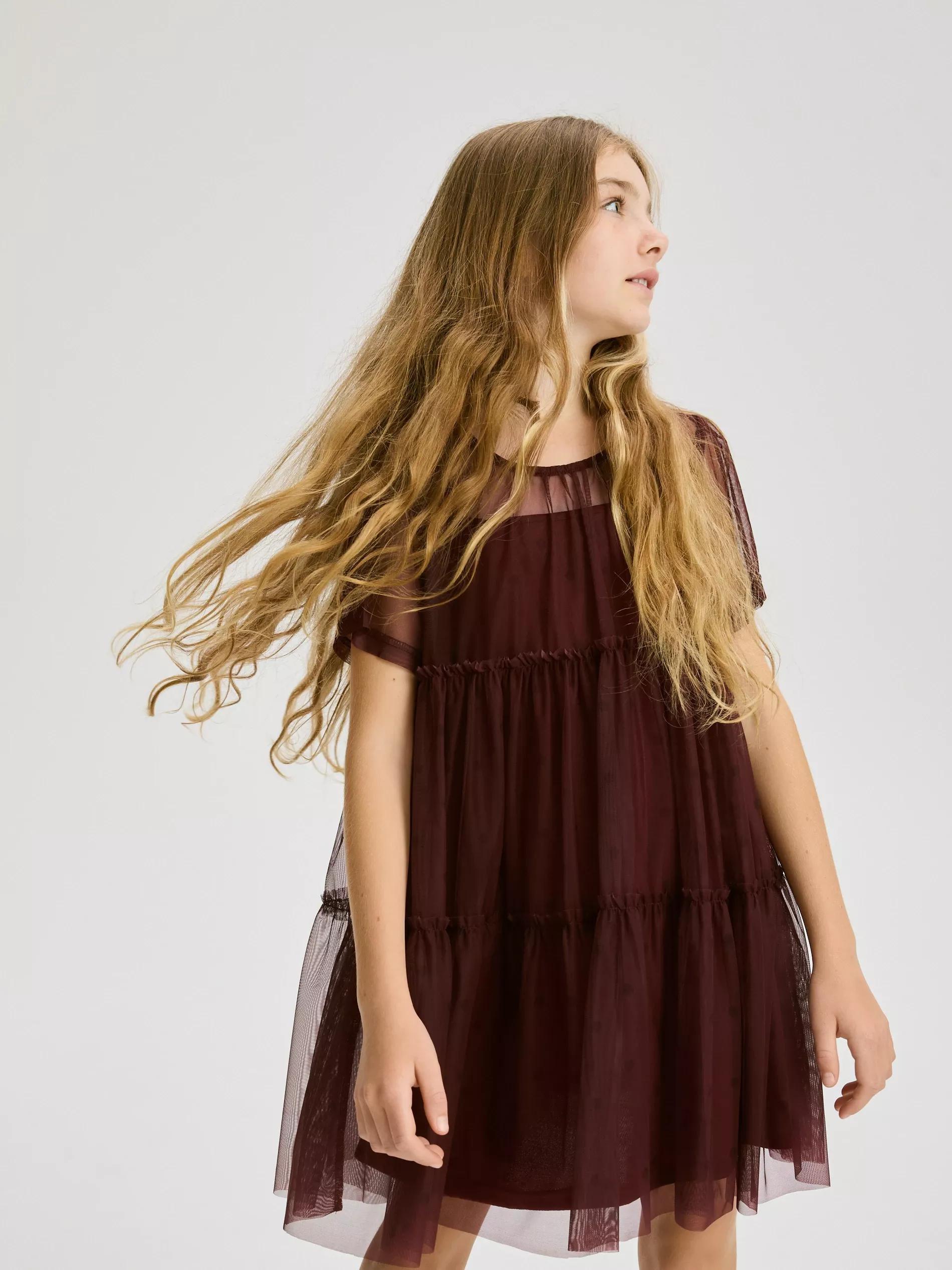 MAROON Tulle dress, Burgundy, large image number 0