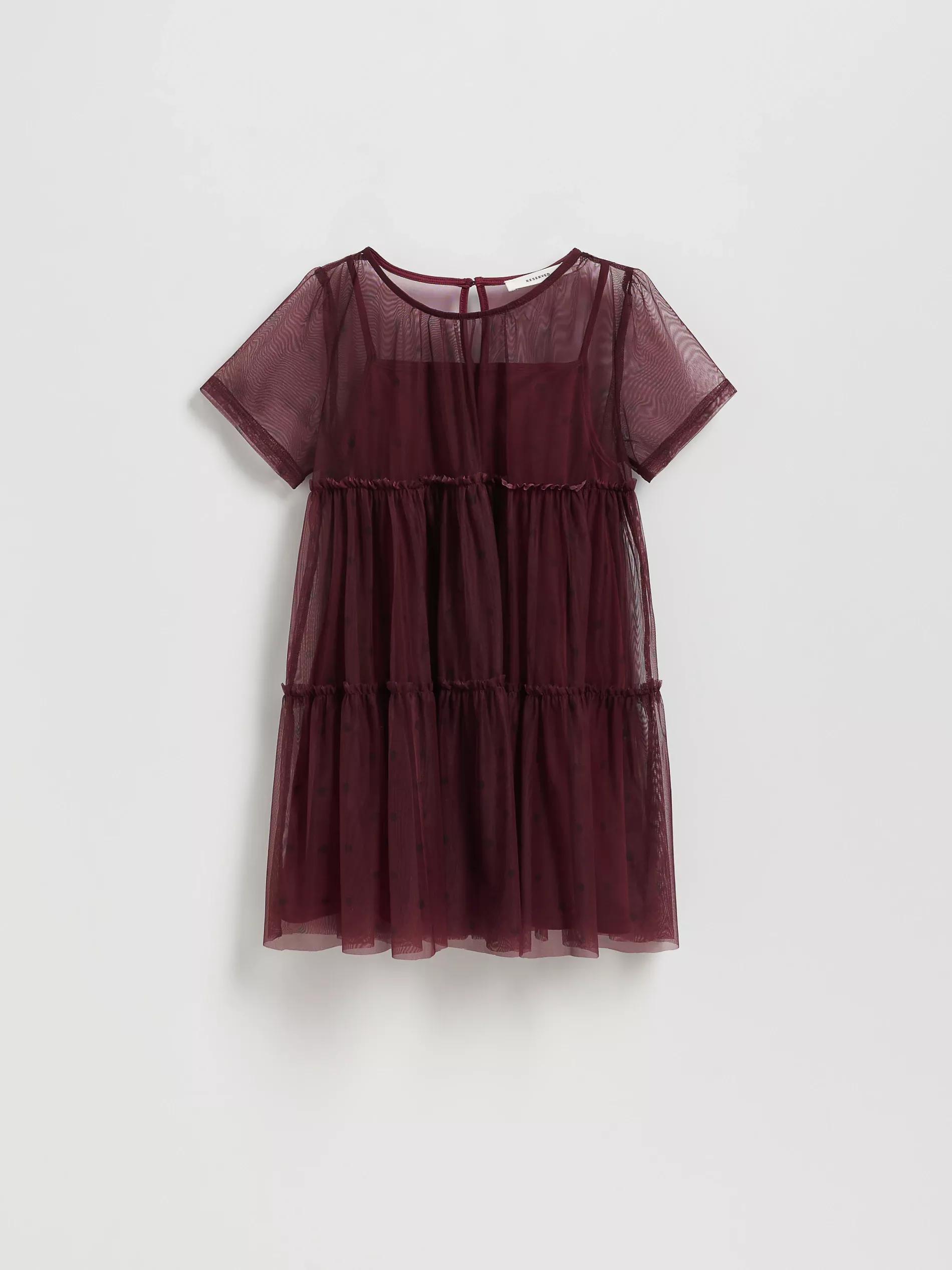 MAROON Tulle dress, Burgundy, large image number 2