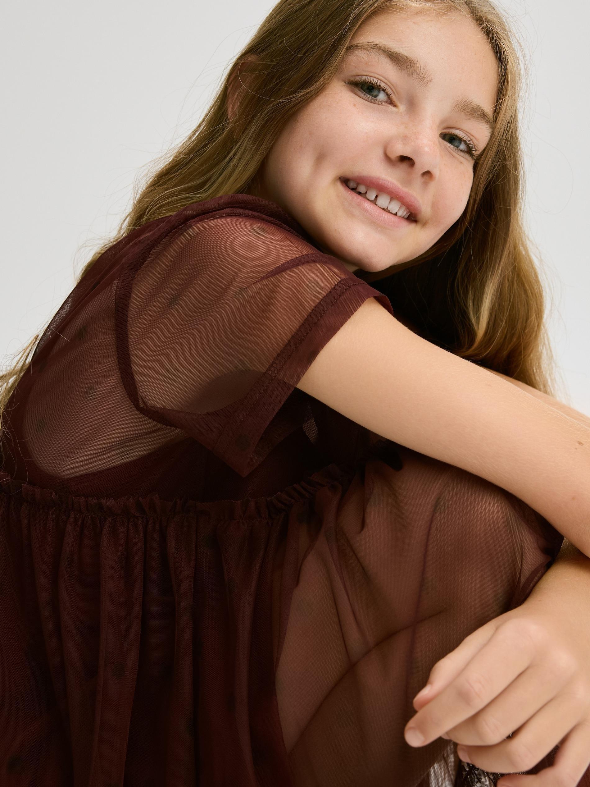 MAROON Tulle dress, Burgundy, large image number 4