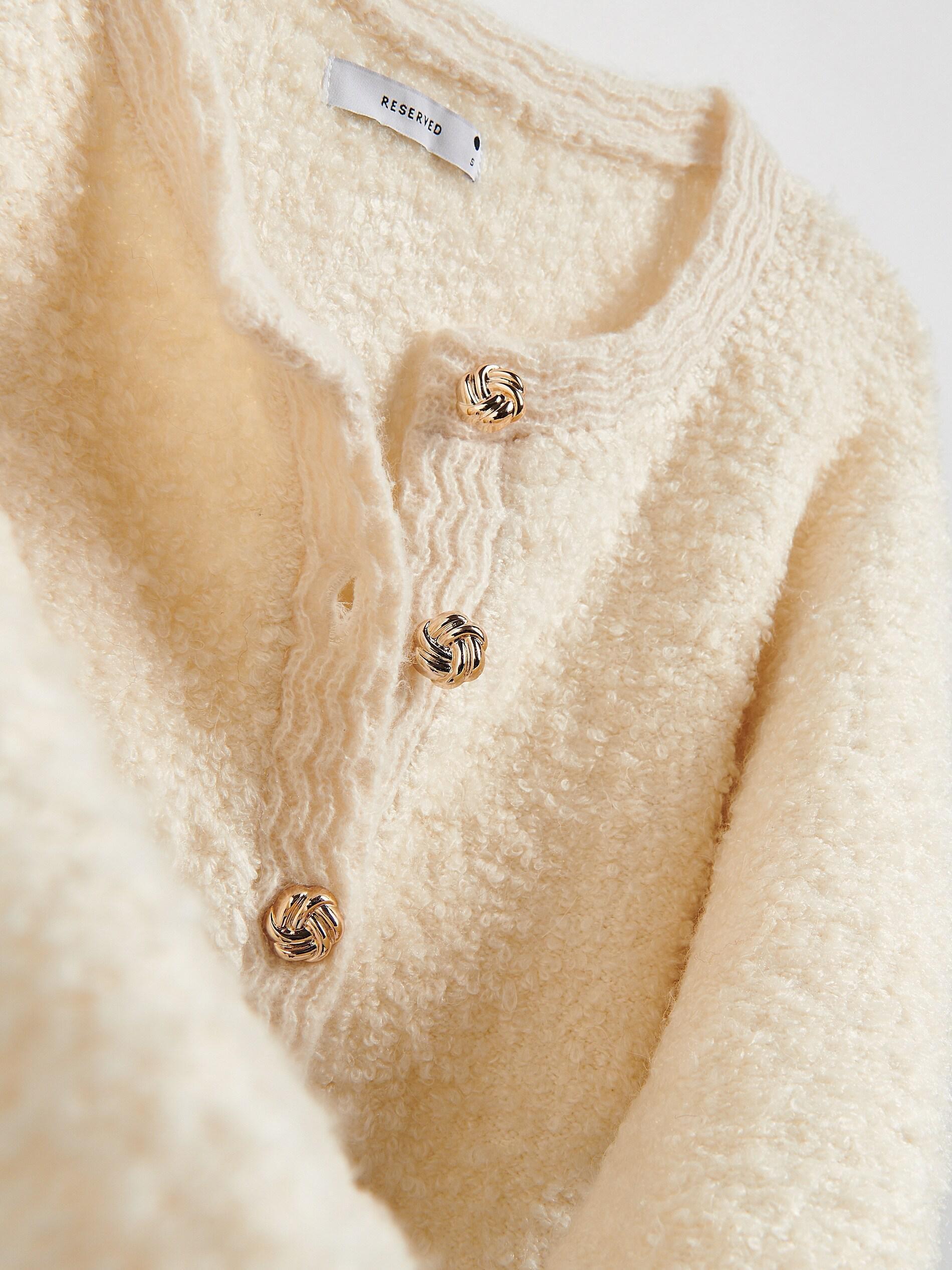 Beige Cardigan With Decorative Buttons, Ivory, large image number 4