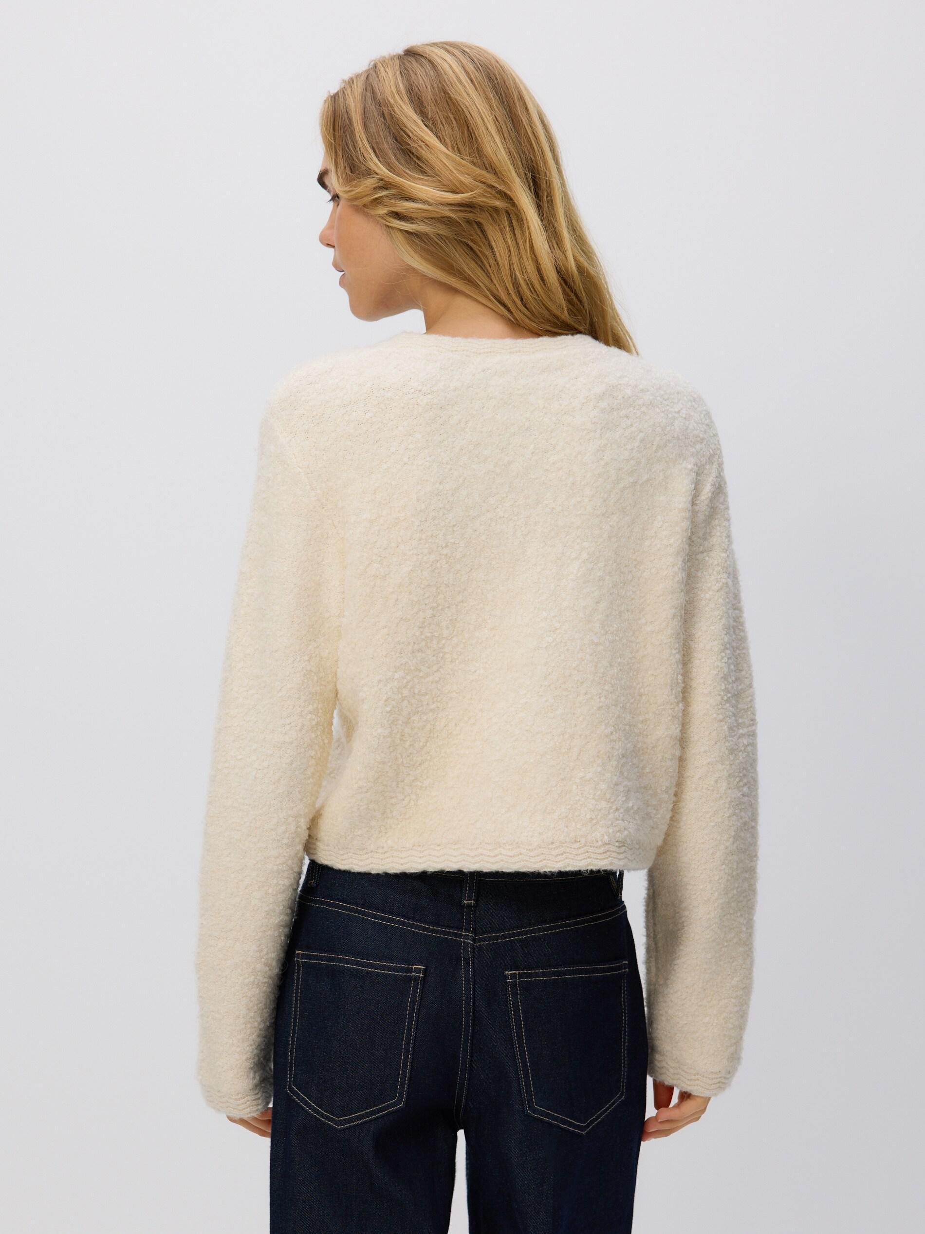 Beige Cardigan With Decorative Buttons, Ivory, large image number 5