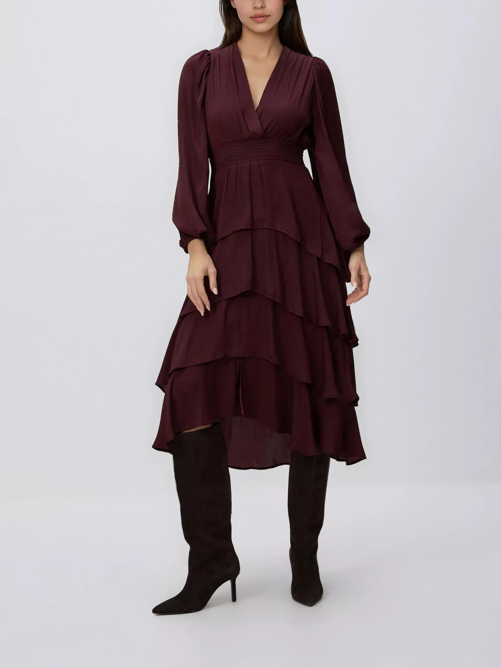 Burgundy Maxi Polka Dot Dress, Burgundy, large image number 1