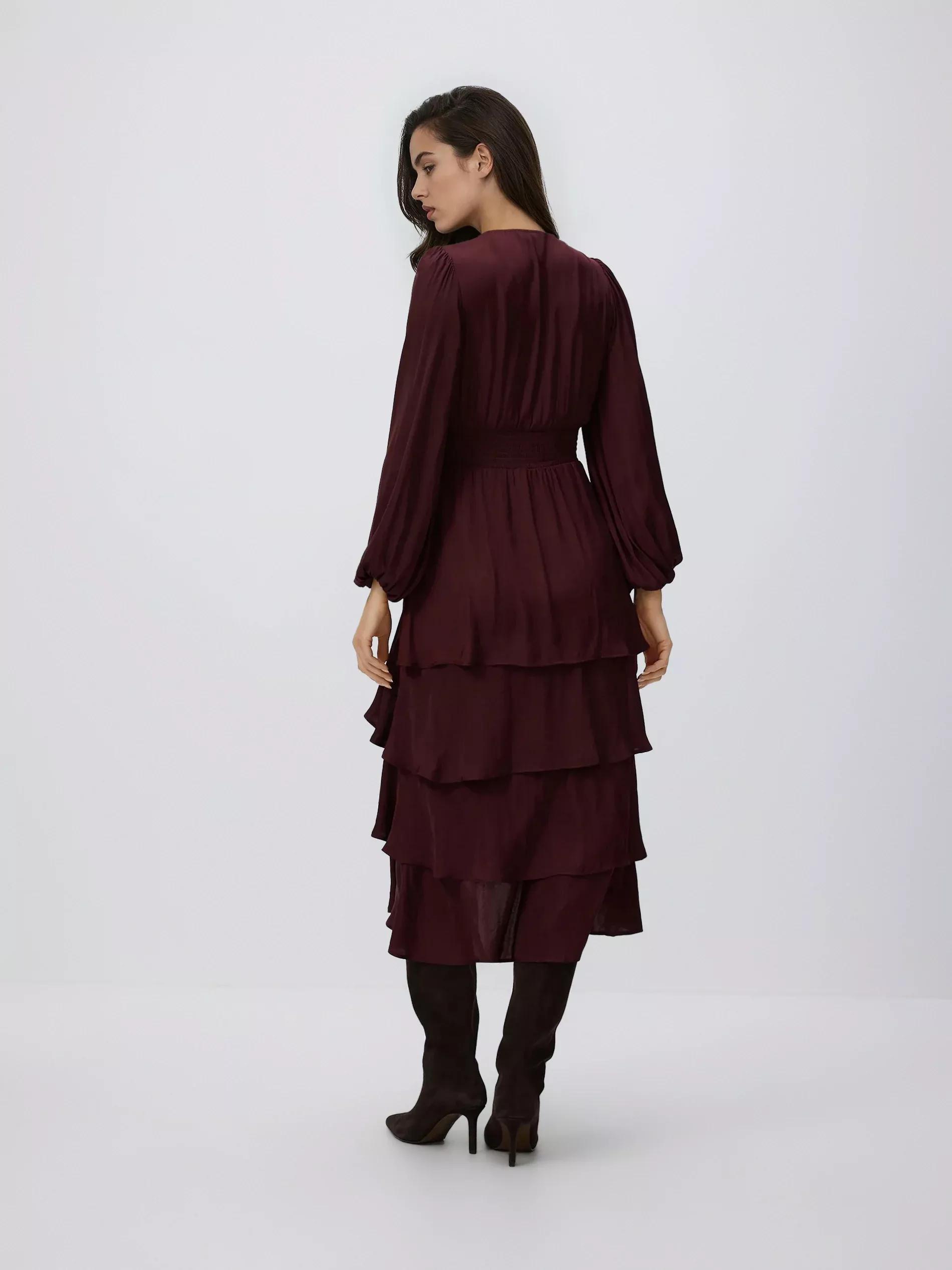 Burgundy Maxi Polka Dot Dress, Burgundy, medium