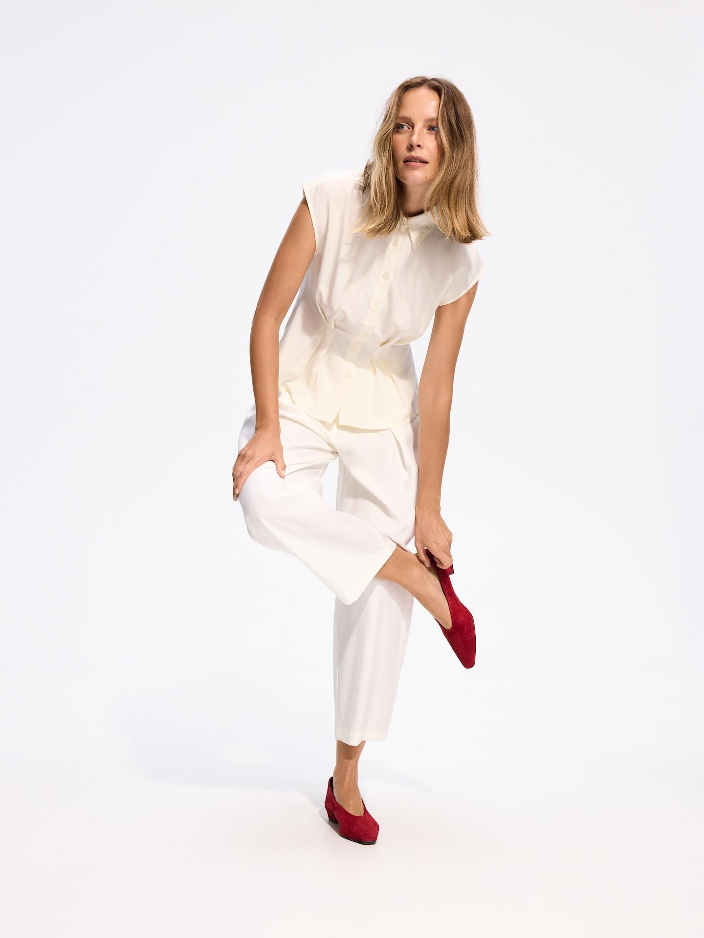 White Fitted Shirt With Viscose, White, medium