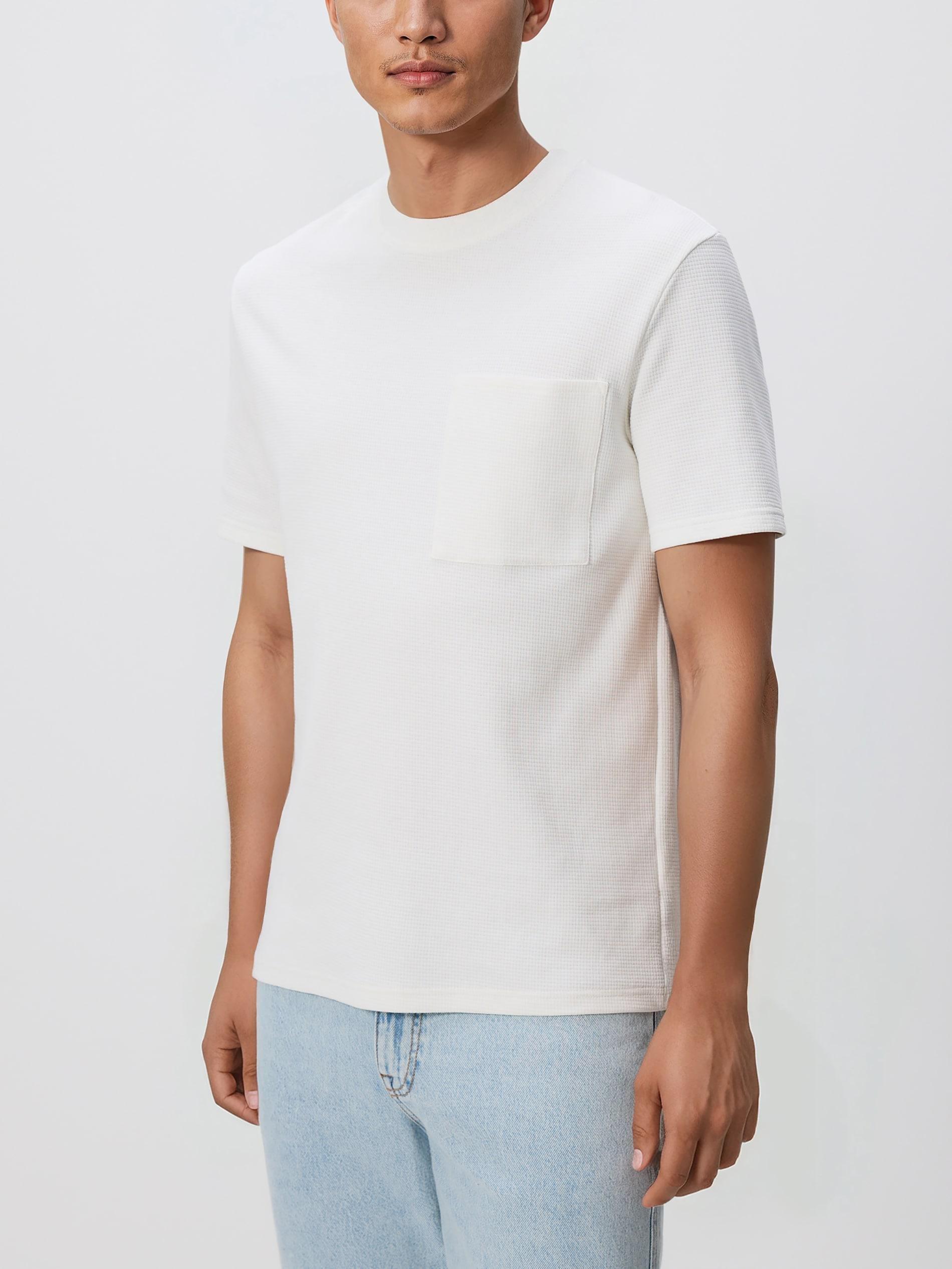 Cream Comfort Fit Structural Fabric T-Shirt, Ivory, large image number 0