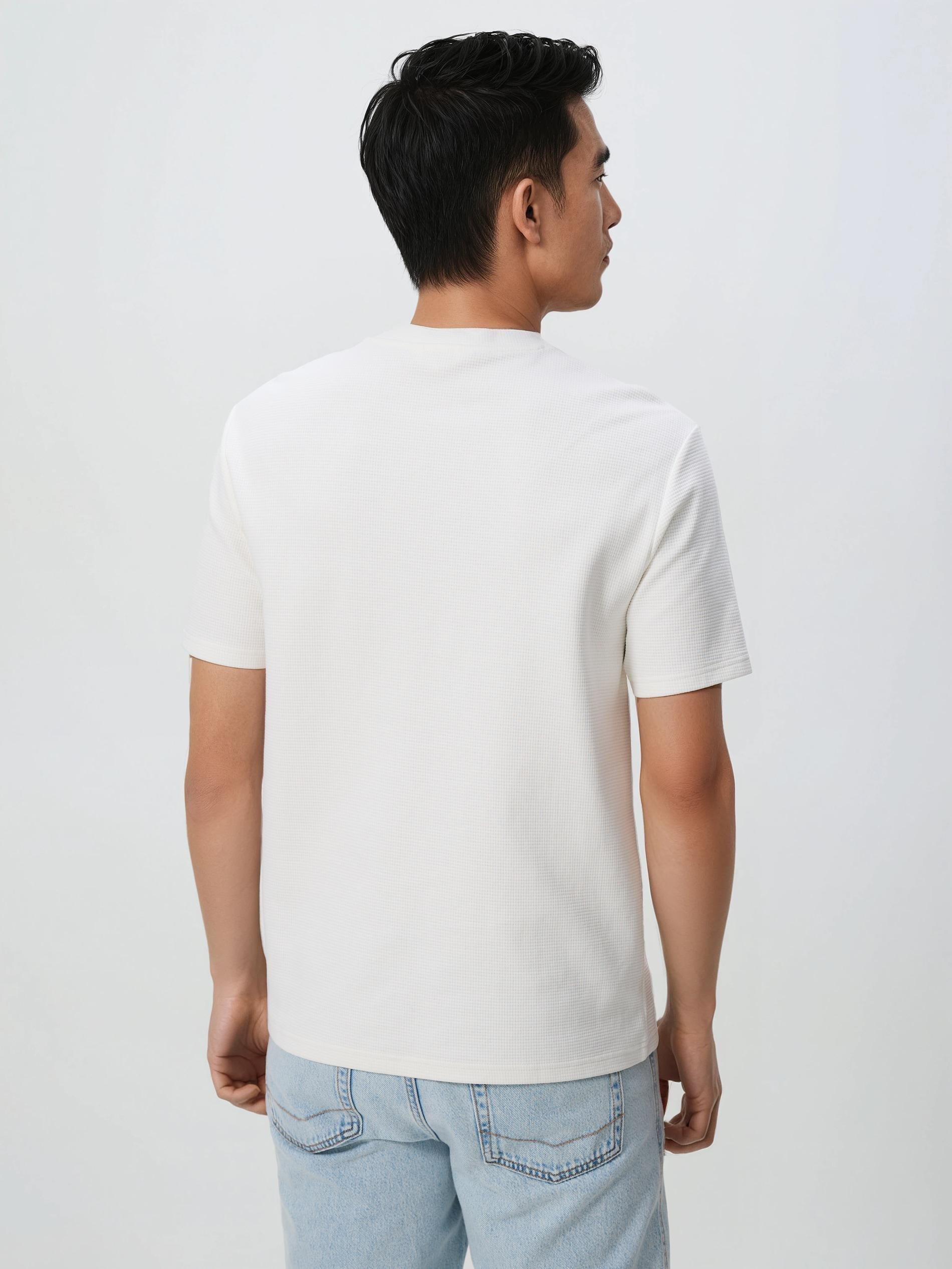 Cream Comfort Fit Structural Fabric T-Shirt, Ivory, large image number 2